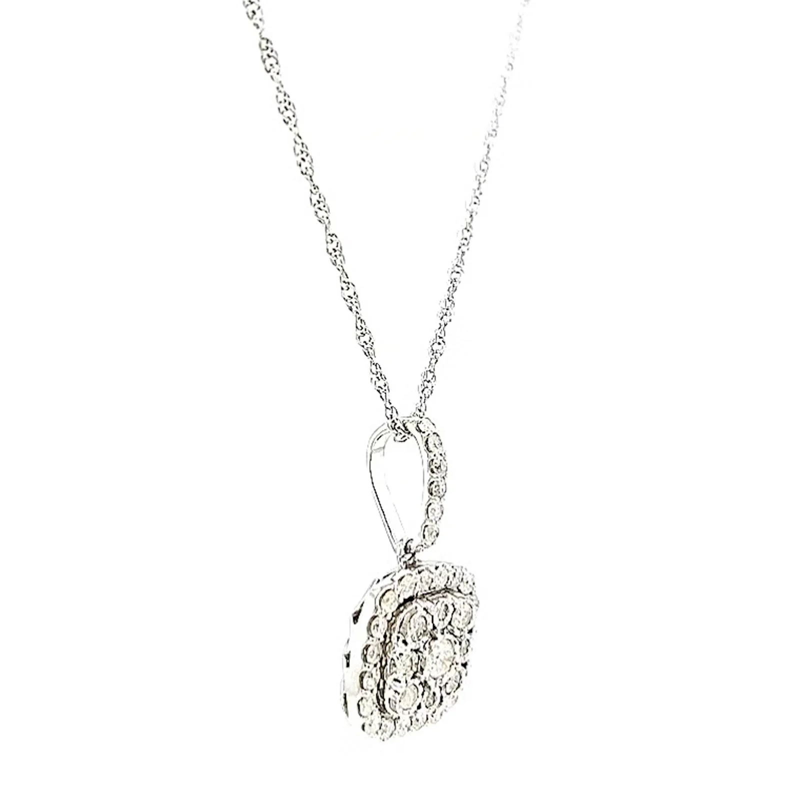 Sterling Silver Round Brilliant Cut 1/2 CARAT tw of Diamonds Pendant - Image 65