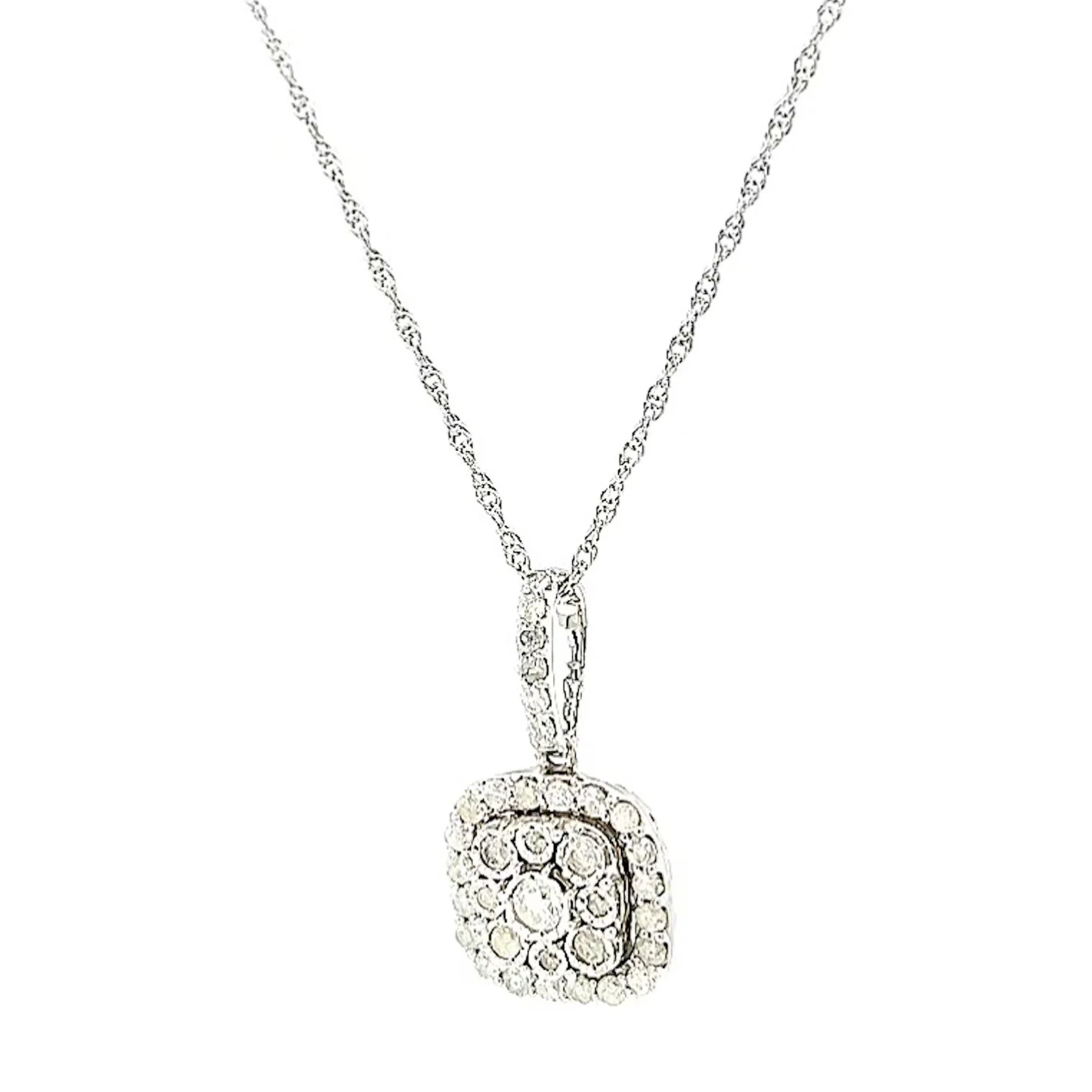 Sterling Silver Round Brilliant Cut 1/2 CARAT tw of Diamonds Pendant - Image 7