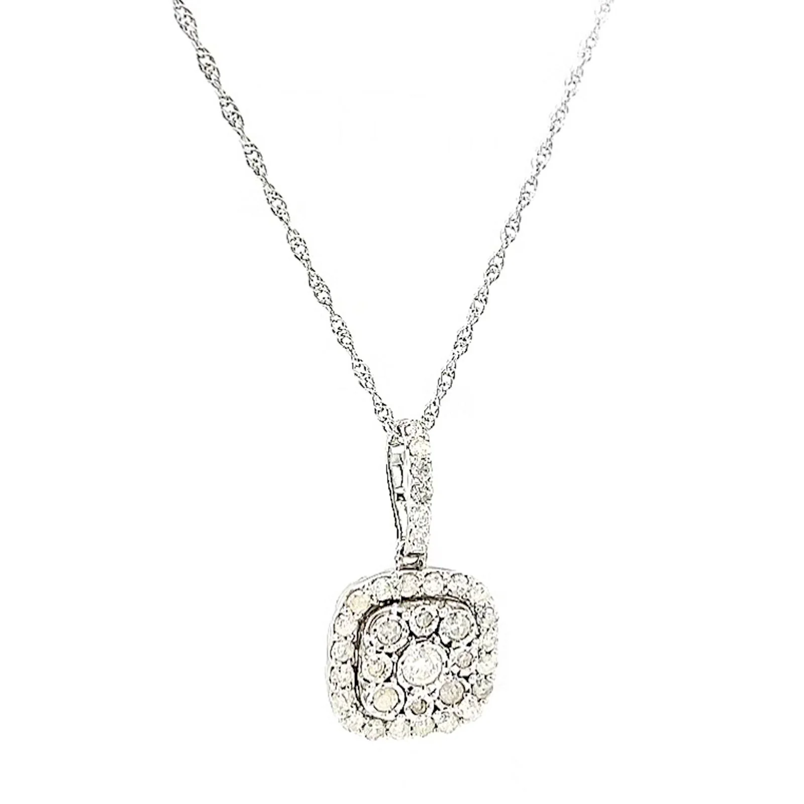 Sterling Silver Round Brilliant Cut 1/2 CARAT tw of Diamonds Pendant - Image 72