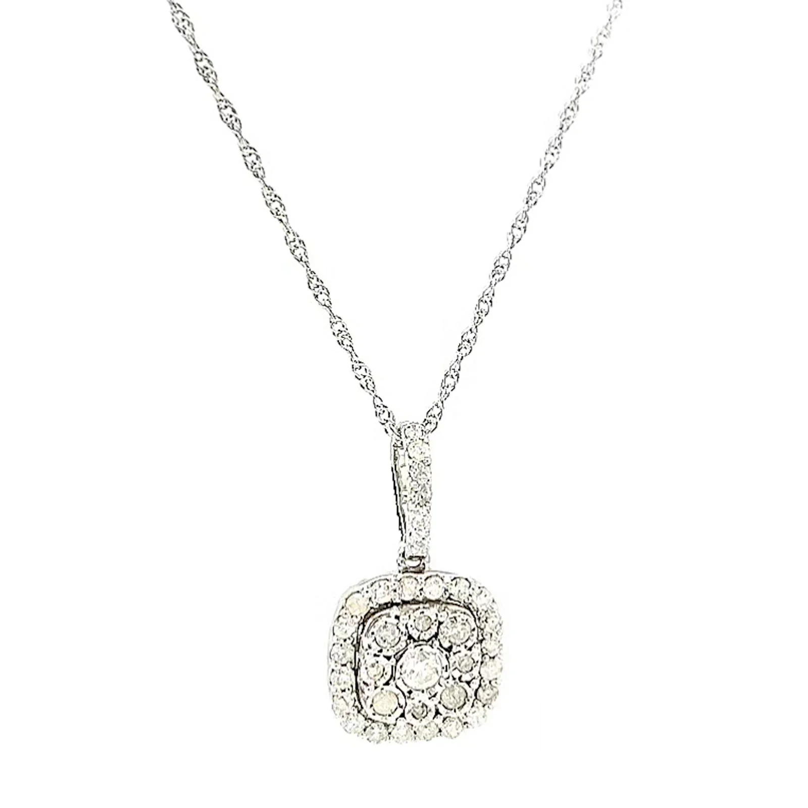 Sterling Silver Round Brilliant Cut 1/2 CARAT tw of Diamonds Pendant - Image 73
