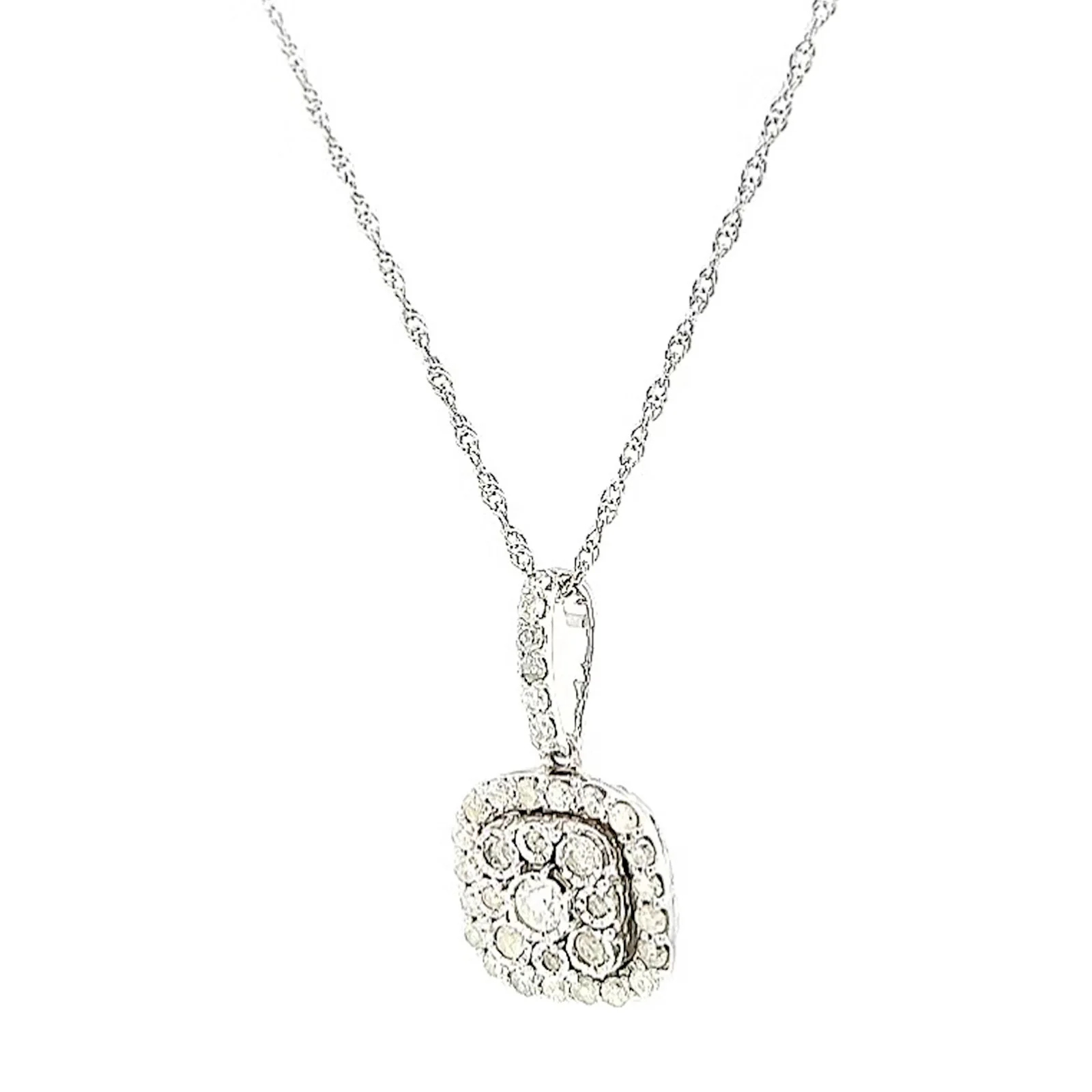 Sterling Silver Round Brilliant Cut 1/2 CARAT tw of Diamonds Pendant - Image 8