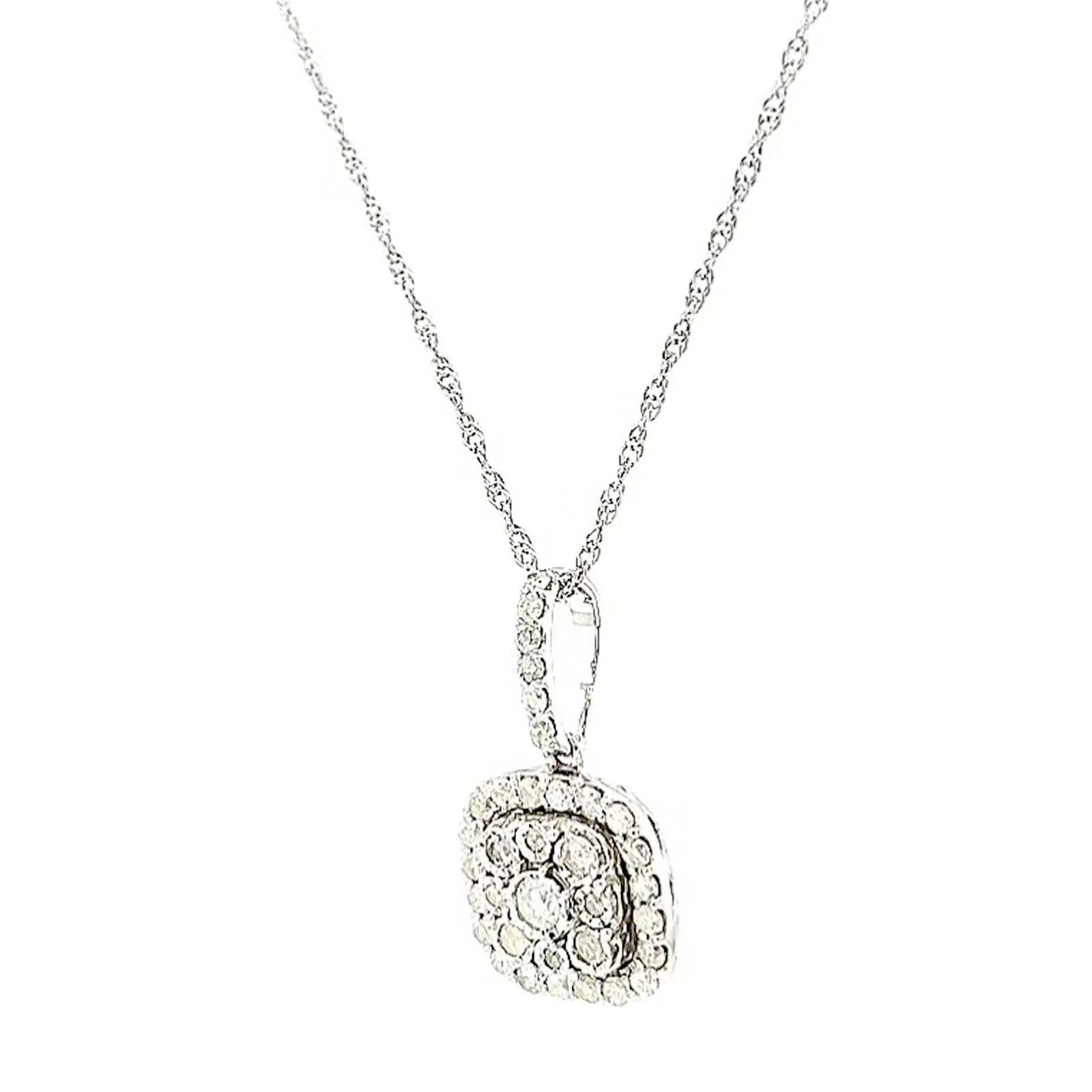 Sterling Silver Round Brilliant Cut 1/2 CARAT tw of Diamonds Pendant - Image 9