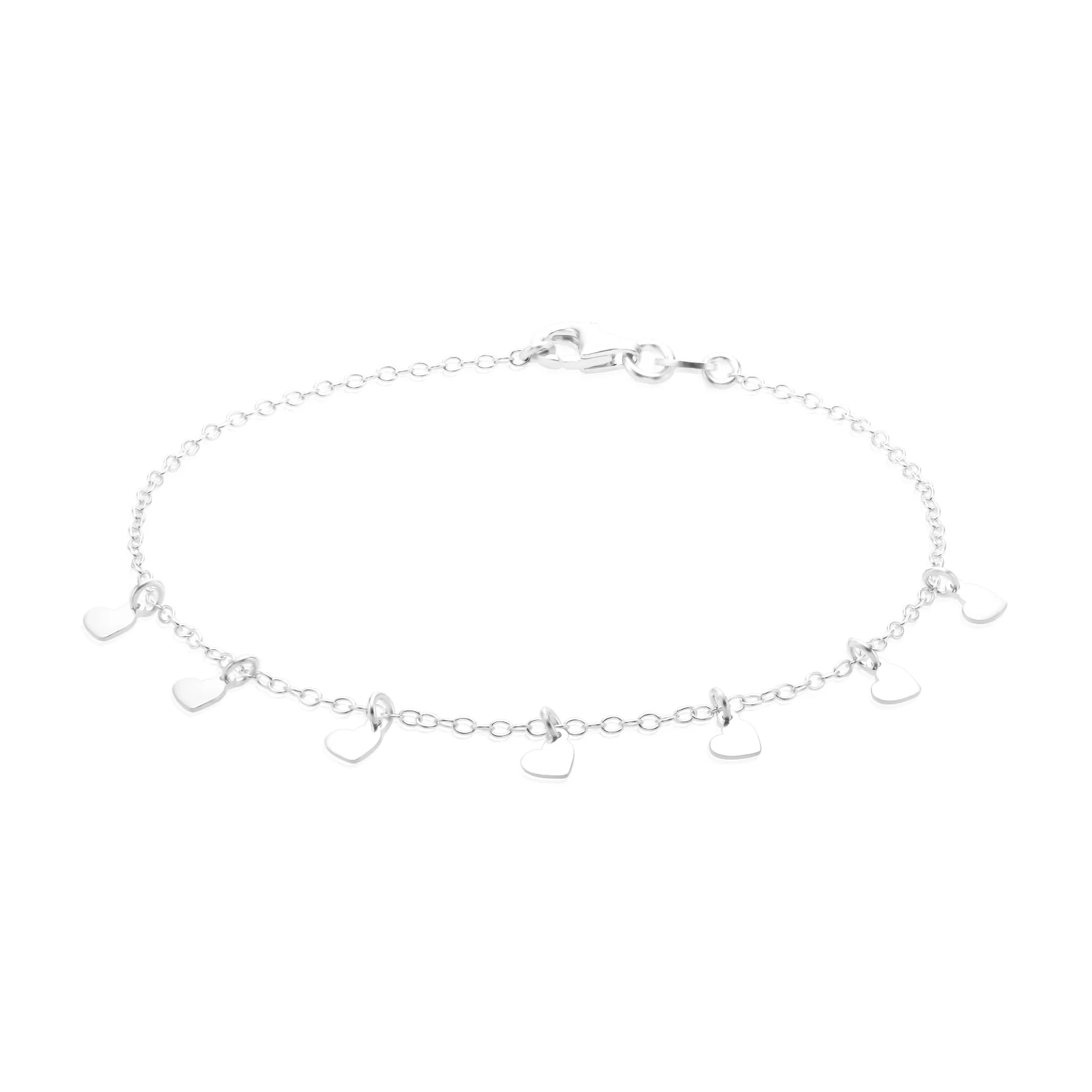 Sterling Silver 19 cm Heart Drop Bracelet
