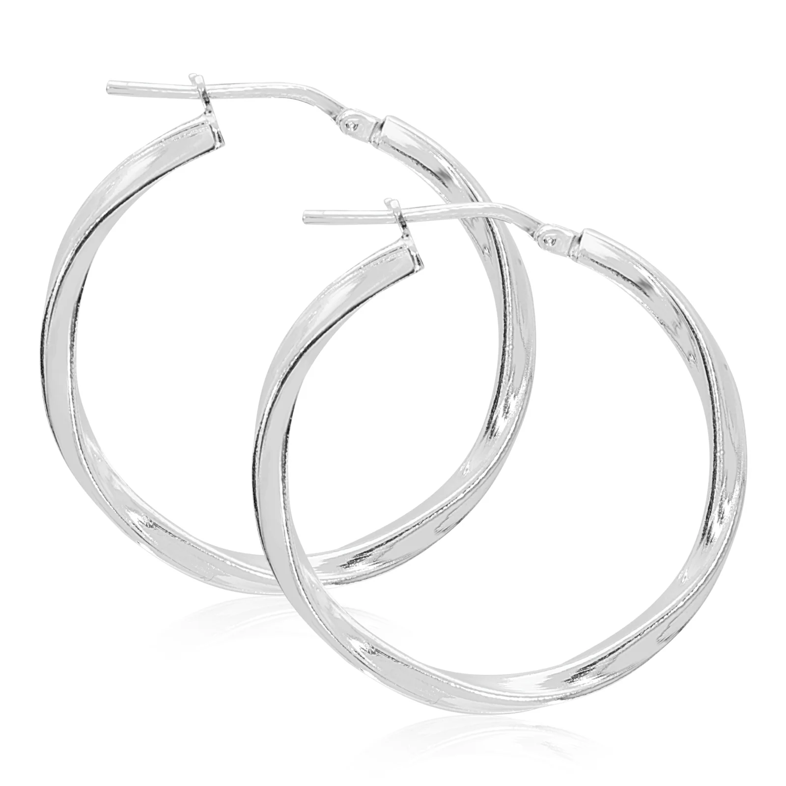 Sterling Silver 25x2.5mm Twist Hoop Earrings