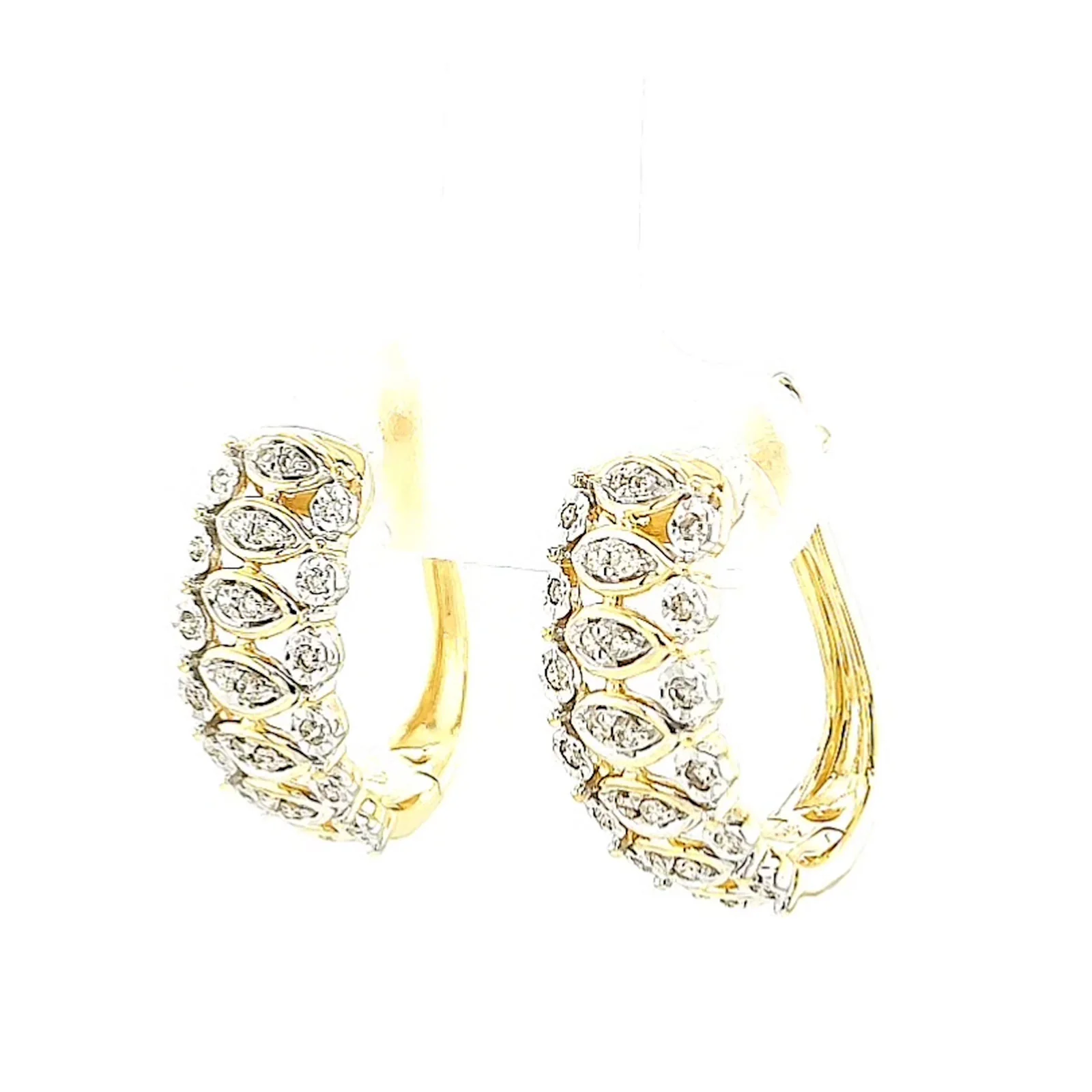 9ct Yellow Gold Round Brilliant Cut 1/4 CARAT tw of Diamonds Huggies Earrings - Image 10