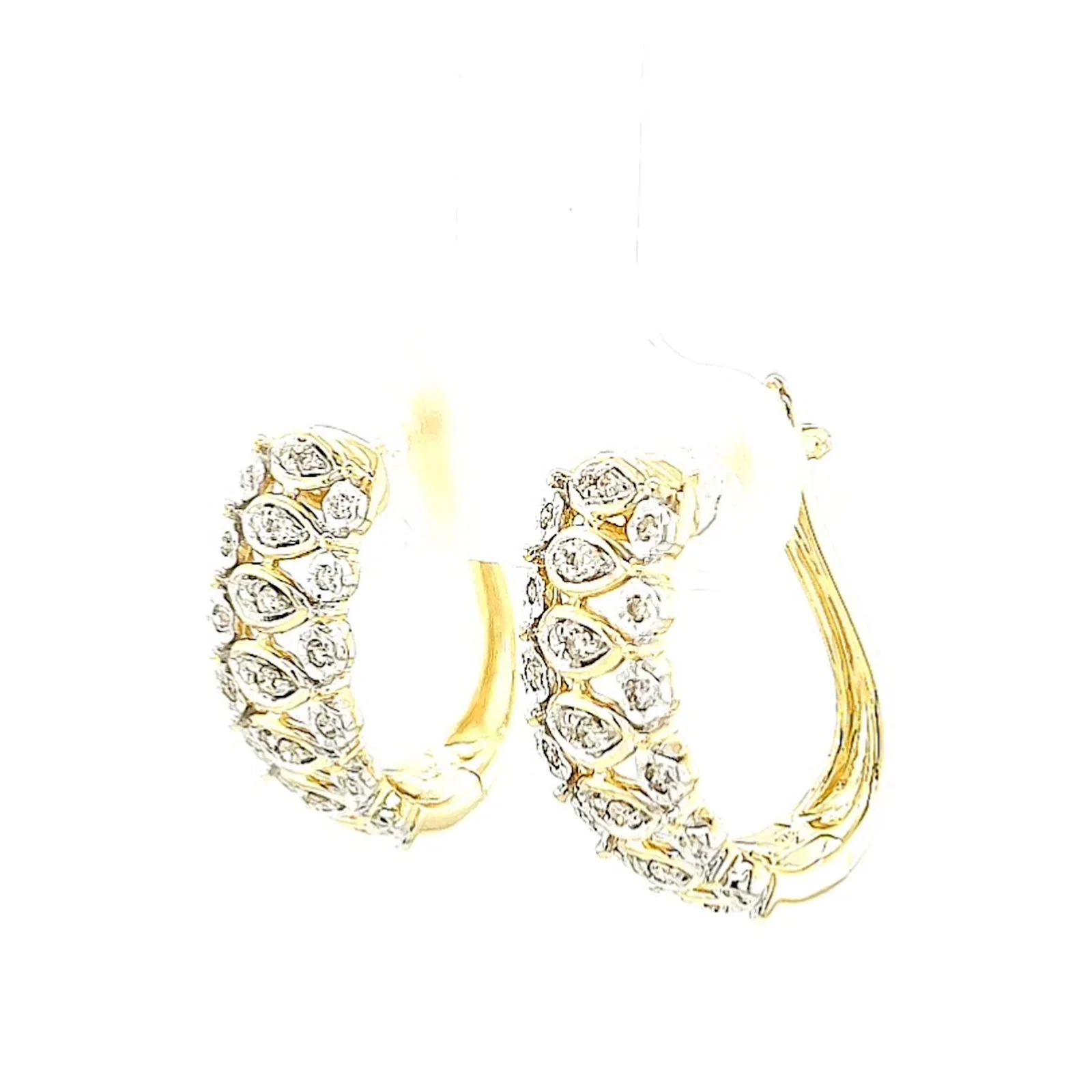 9ct Yellow Gold Round Brilliant Cut 1/4 CARAT tw of Diamonds Huggies Earrings - Image 12