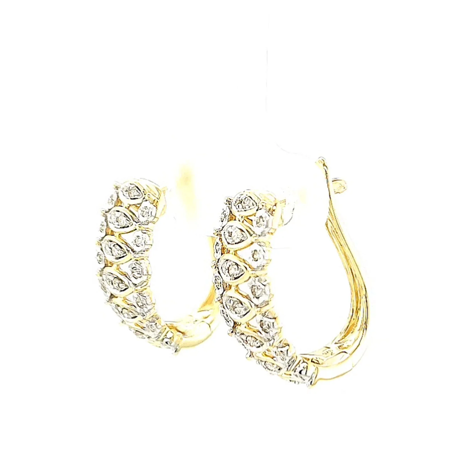 9ct Yellow Gold Round Brilliant Cut 1/4 CARAT tw of Diamonds Huggies Earrings - Image 13
