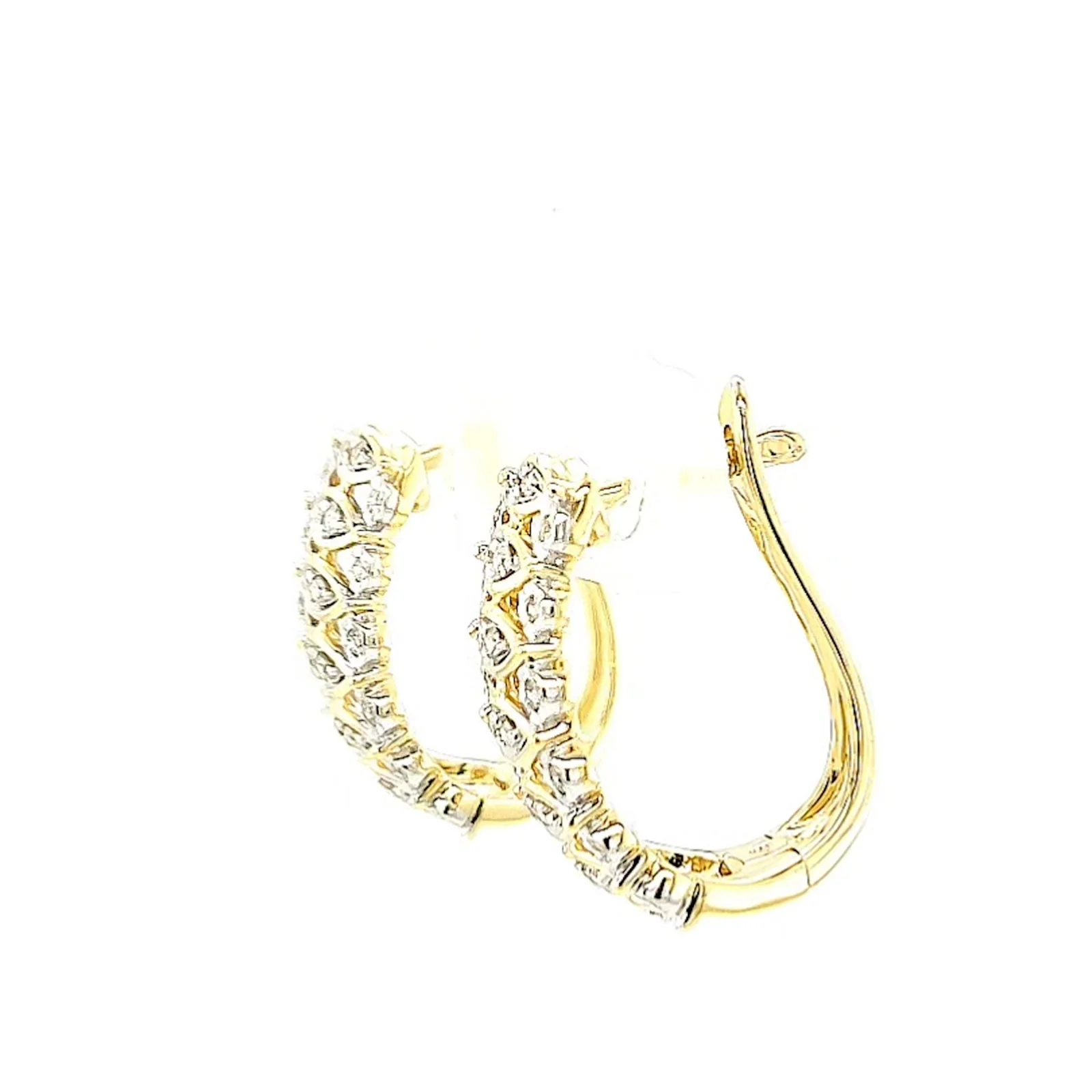 9ct Yellow Gold Round Brilliant Cut 1/4 CARAT tw of Diamonds Huggies Earrings - Image 16