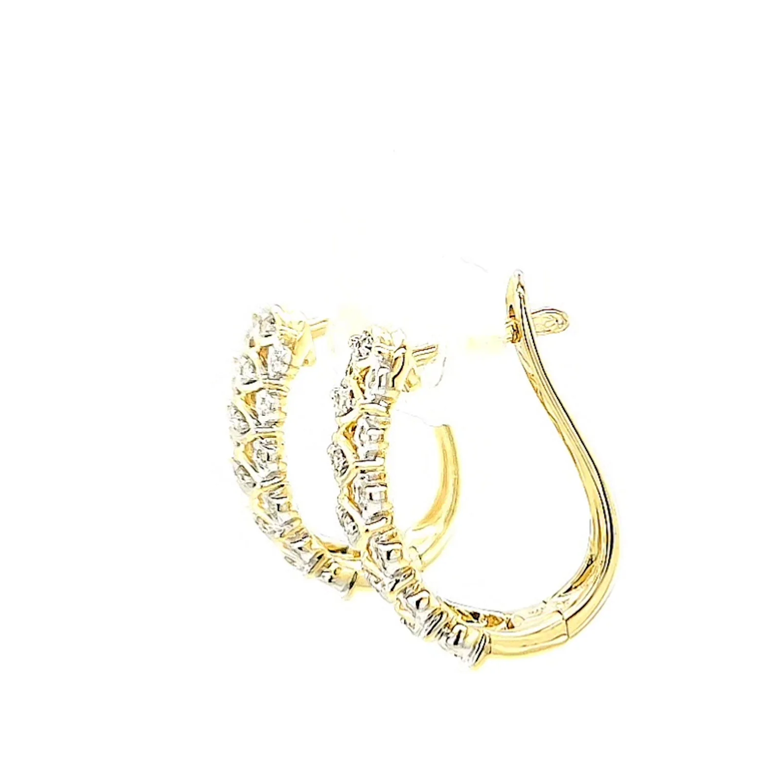9ct Yellow Gold Round Brilliant Cut 1/4 CARAT tw of Diamonds Huggies Earrings - Image 17