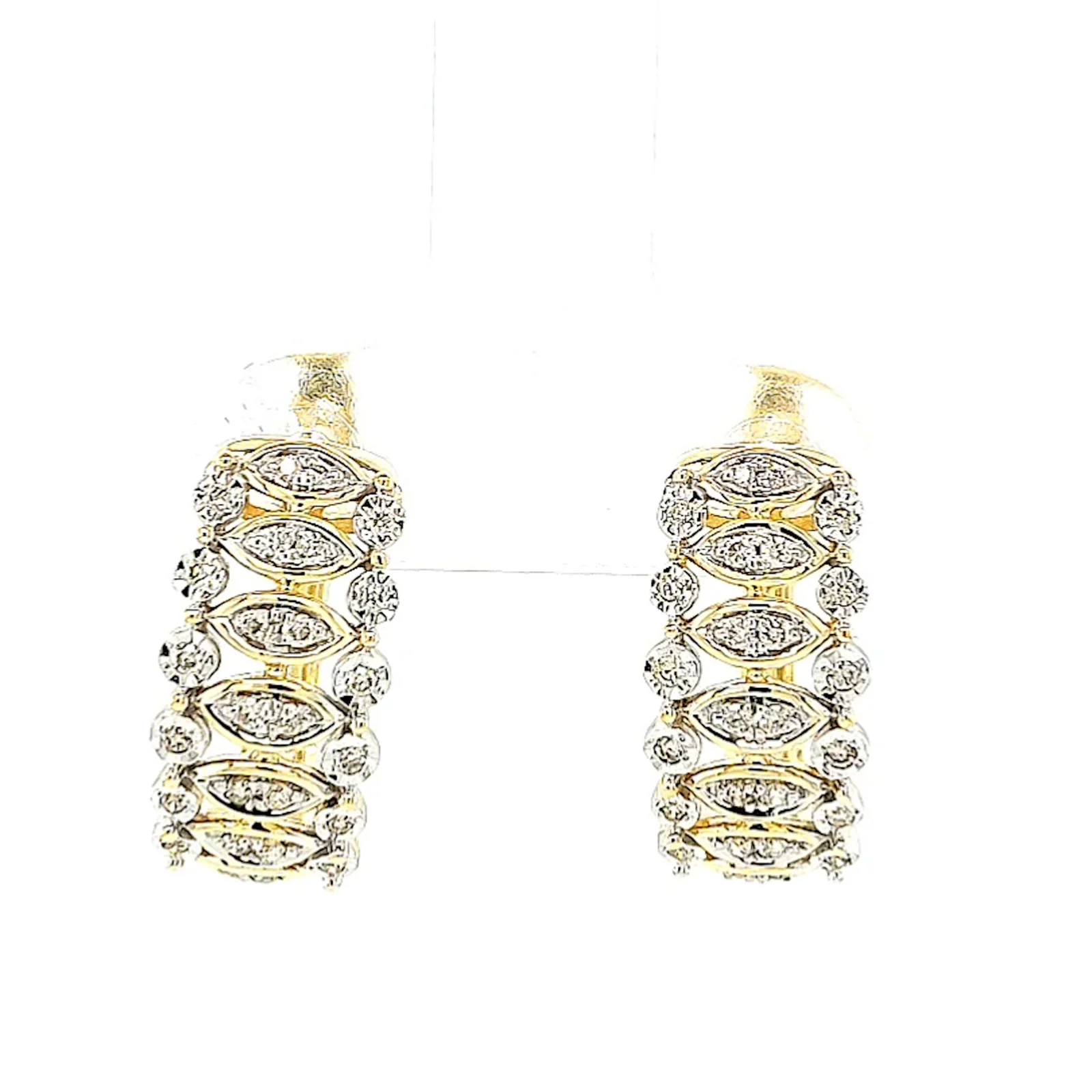 9ct Yellow Gold Round Brilliant Cut 1/4 CARAT tw of Diamonds Huggies Earrings - Image 2