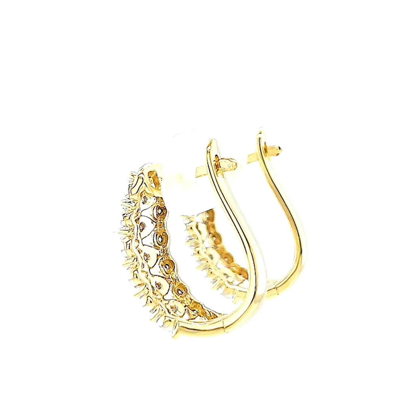 9ct Yellow Gold Round Brilliant Cut 1/4 CARAT tw of Diamonds Huggies Earrings - Image 25