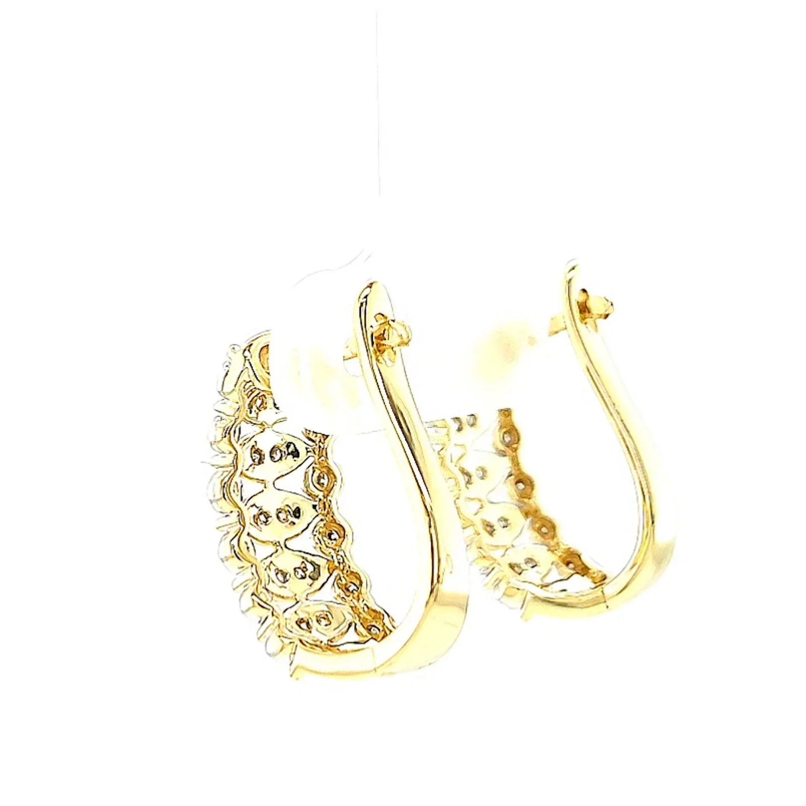 9ct Yellow Gold Round Brilliant Cut 1/4 CARAT tw of Diamonds Huggies Earrings - Image 29
