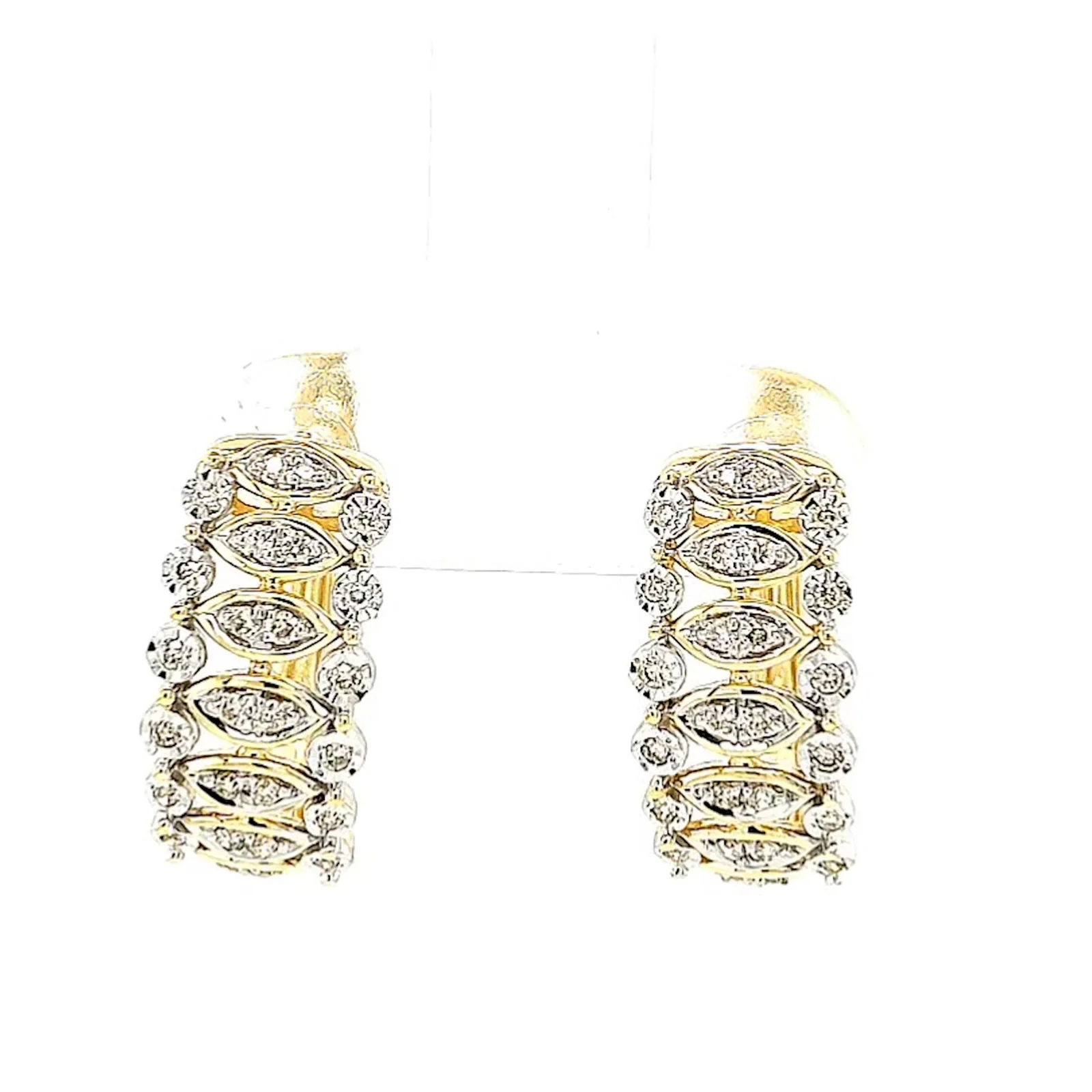 9ct Yellow Gold Round Brilliant Cut 1/4 CARAT tw of Diamonds Huggies Earrings - Image 3