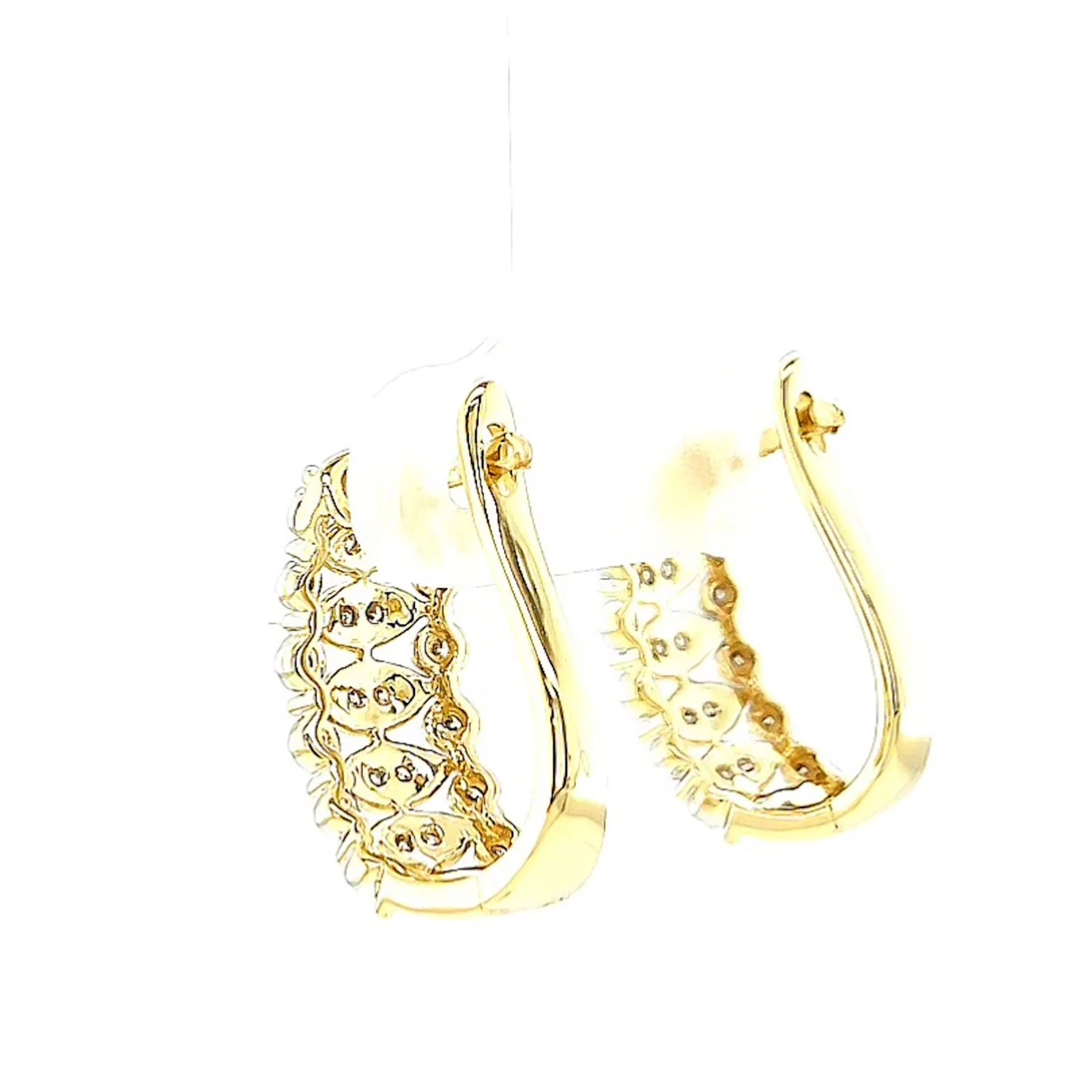 9ct Yellow Gold Round Brilliant Cut 1/4 CARAT tw of Diamonds Huggies Earrings - Image 30