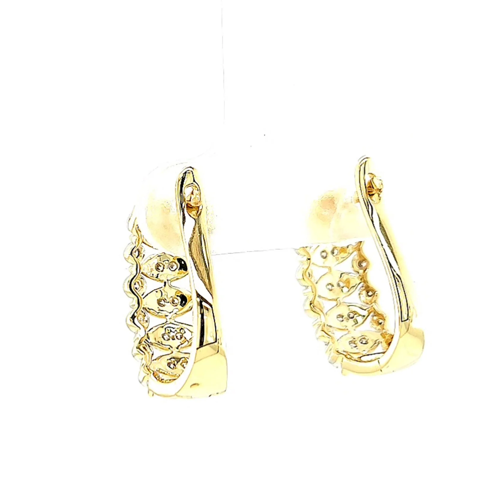 9ct Yellow Gold Round Brilliant Cut 1/4 CARAT tw of Diamonds Huggies Earrings - Image 34