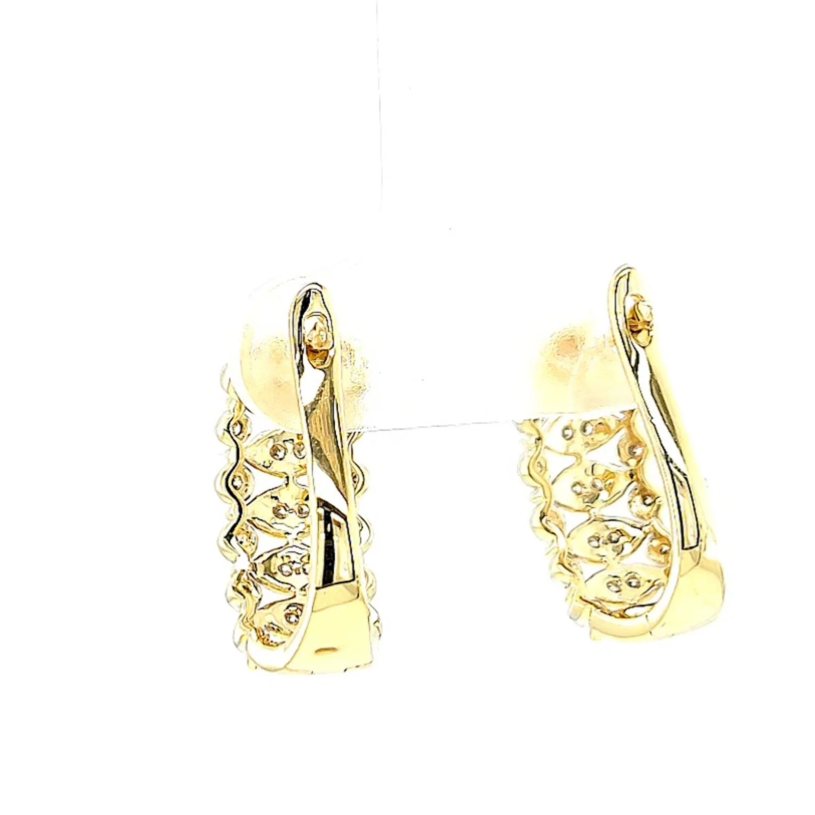 9ct Yellow Gold Round Brilliant Cut 1/4 CARAT tw of Diamonds Huggies Earrings - Image 35