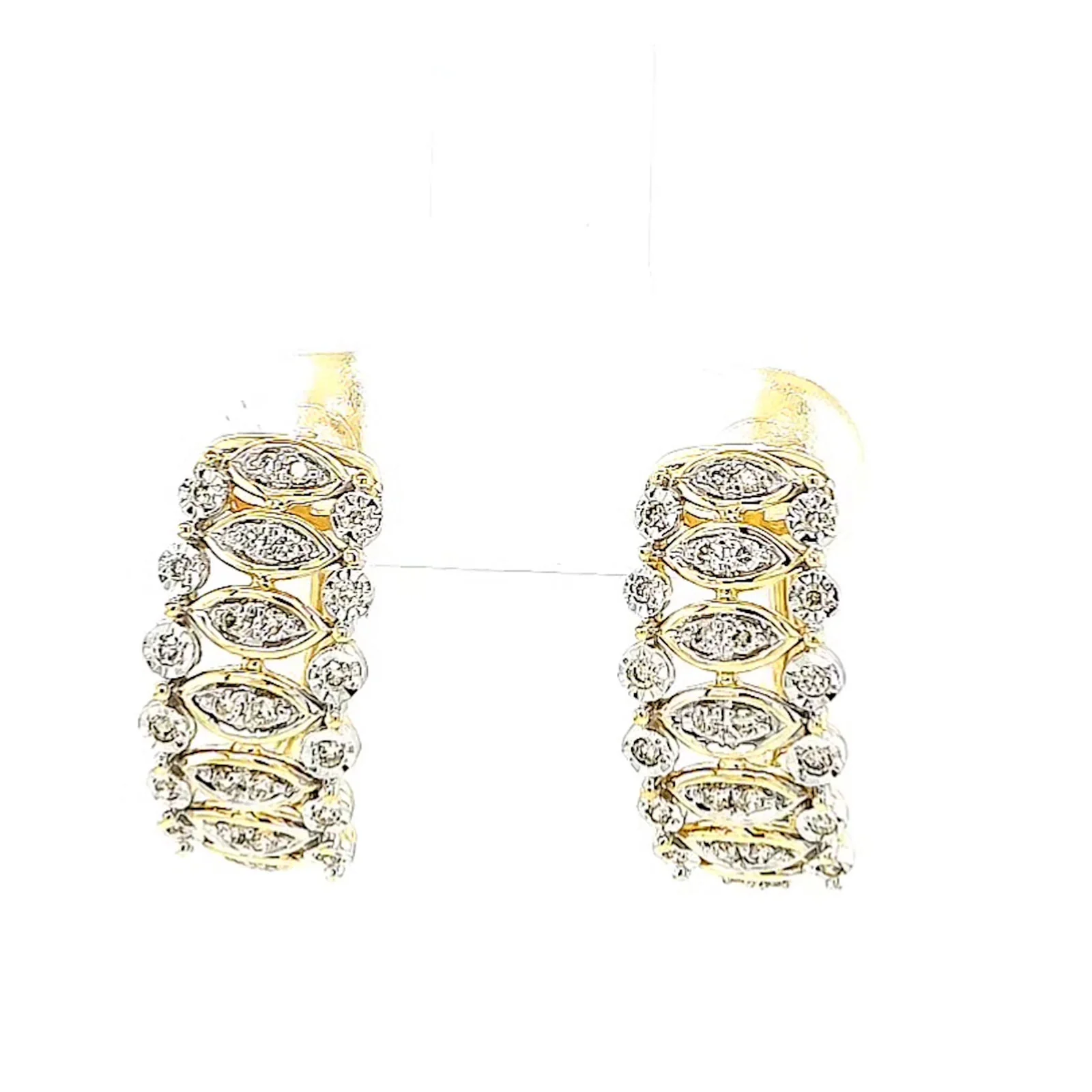 9ct Yellow Gold Round Brilliant Cut 1/4 CARAT tw of Diamonds Huggies Earrings - Image 4