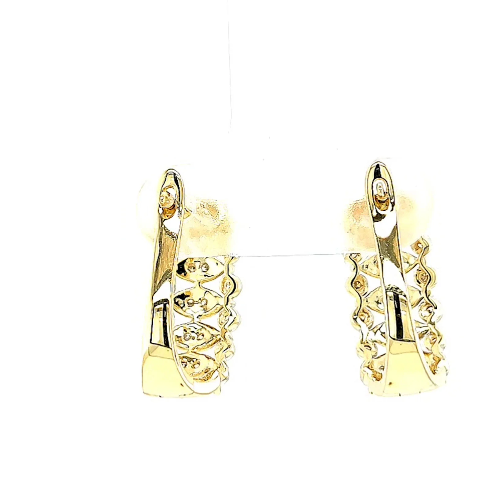 9ct Yellow Gold Round Brilliant Cut 1/4 CARAT tw of Diamonds Huggies Earrings - Image 40