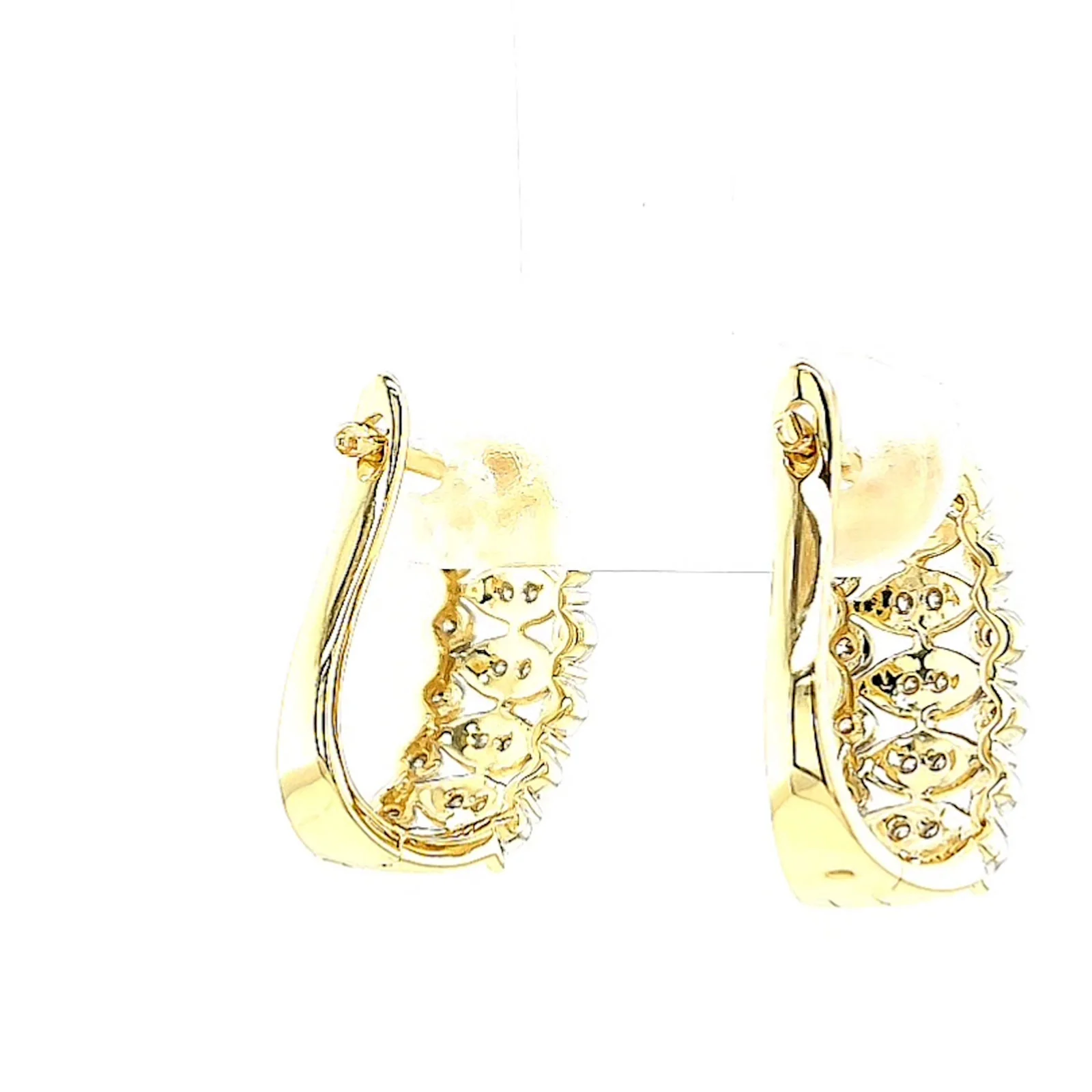 9ct Yellow Gold Round Brilliant Cut 1/4 CARAT tw of Diamonds Huggies Earrings - Image 45