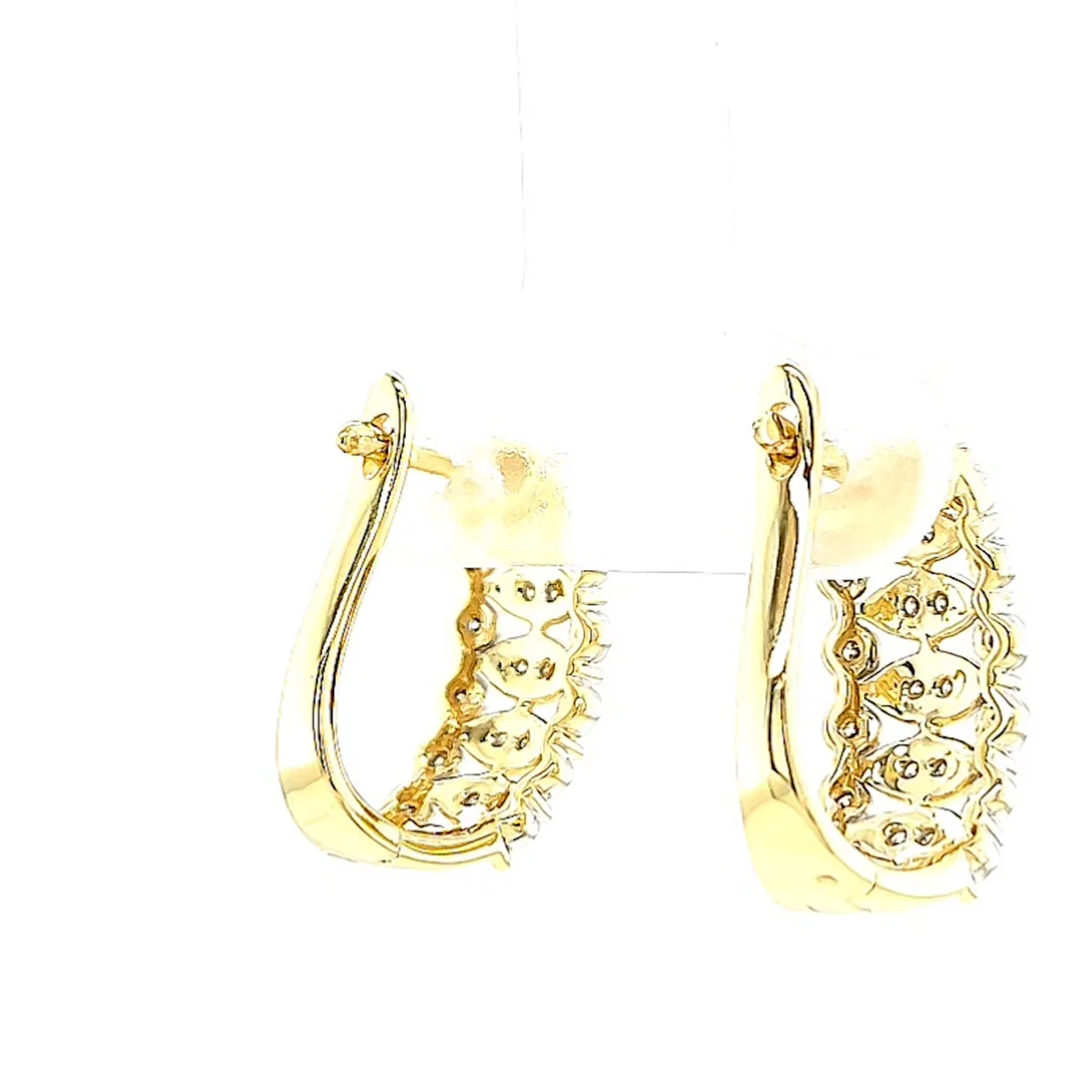 9ct Yellow Gold Round Brilliant Cut 1/4 CARAT tw of Diamonds Huggies Earrings - Image 46