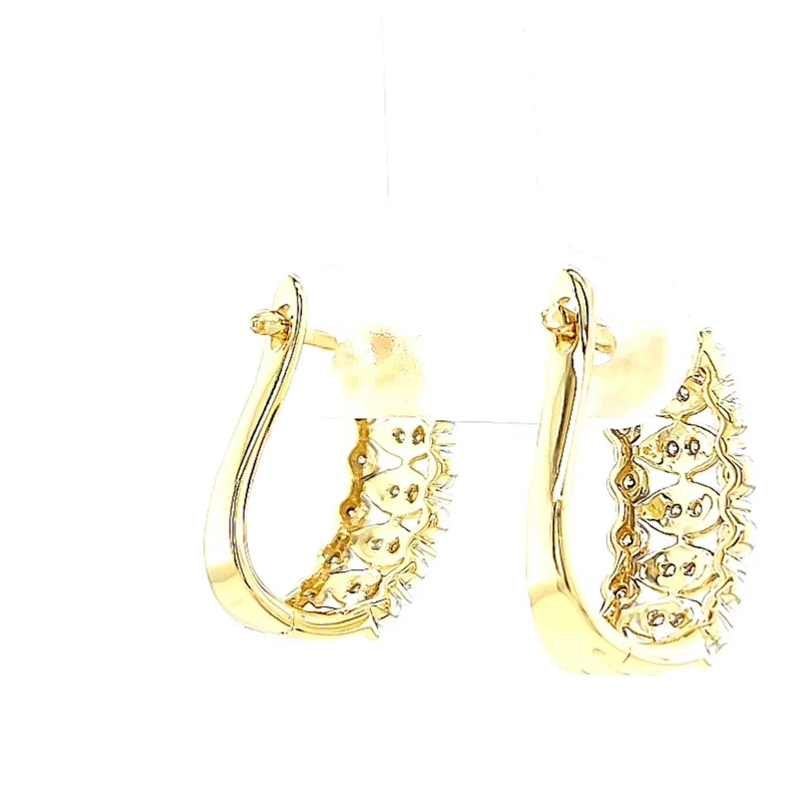 9ct Yellow Gold Round Brilliant Cut 1/4 CARAT tw of Diamonds Huggies Earrings - Image 47
