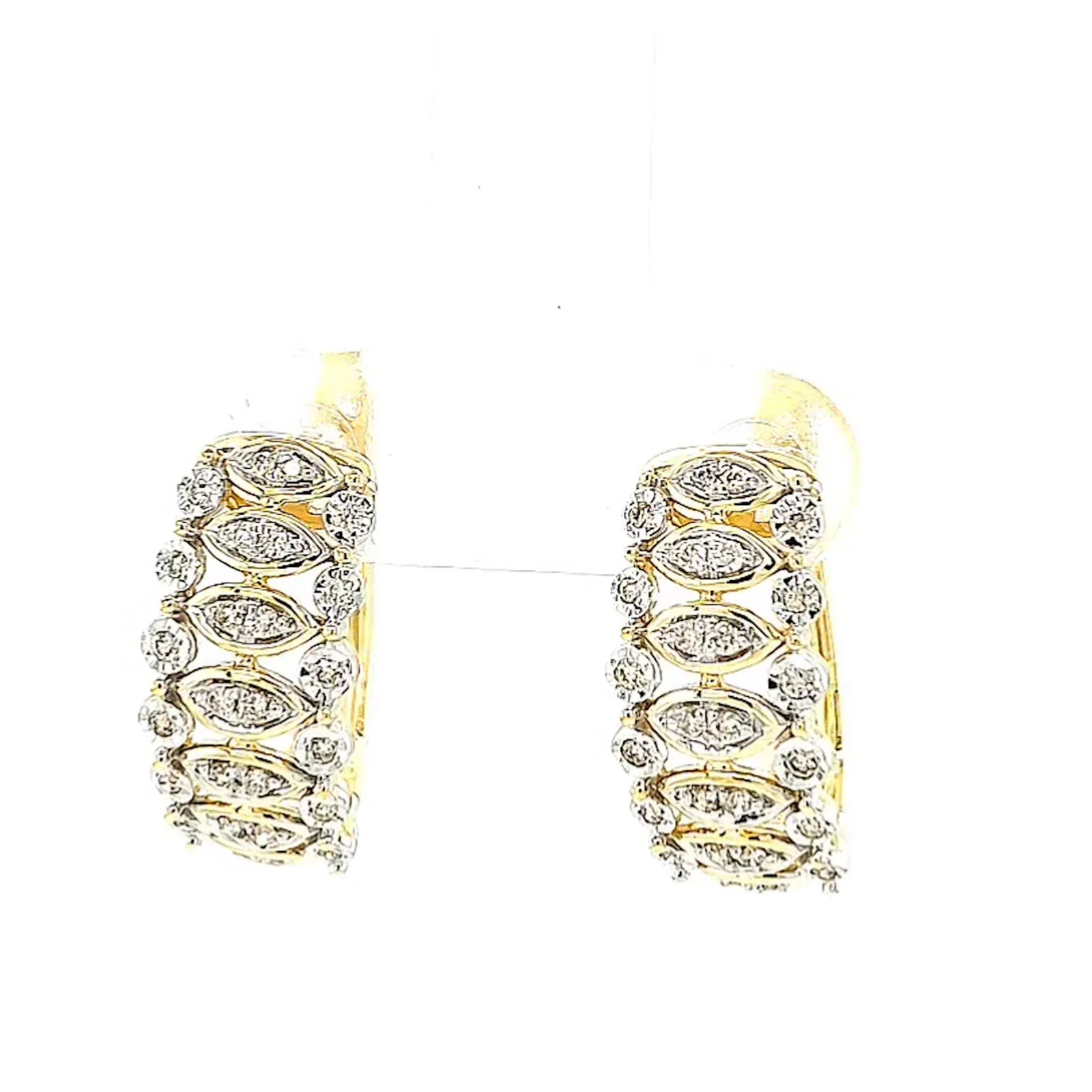 9ct Yellow Gold Round Brilliant Cut 1/4 CARAT tw of Diamonds Huggies Earrings - Image 5