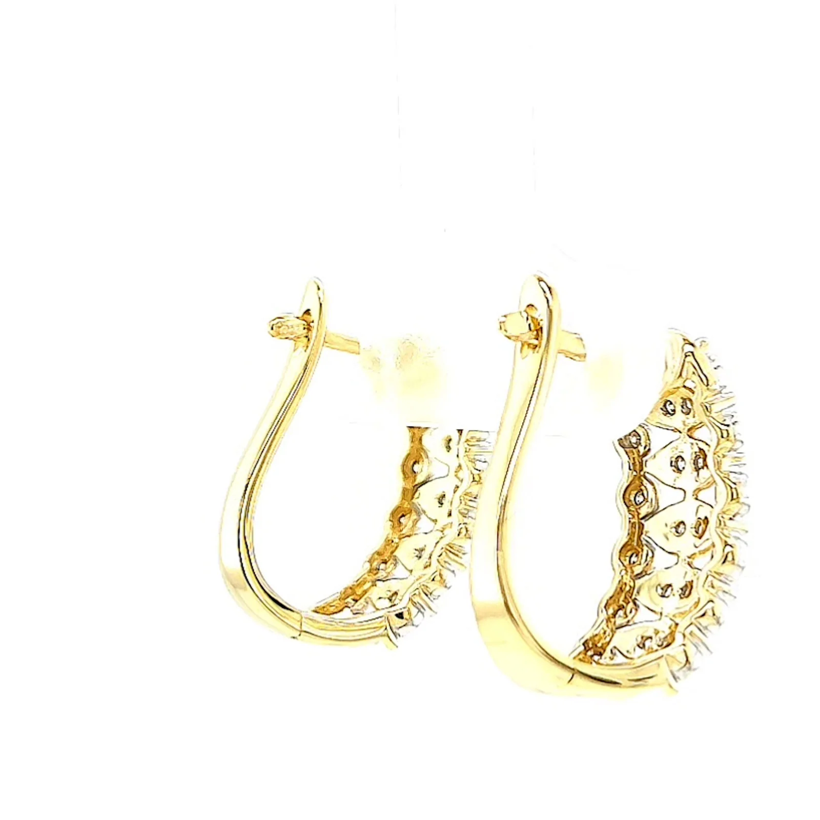 9ct Yellow Gold Round Brilliant Cut 1/4 CARAT tw of Diamonds Huggies Earrings - Image 50