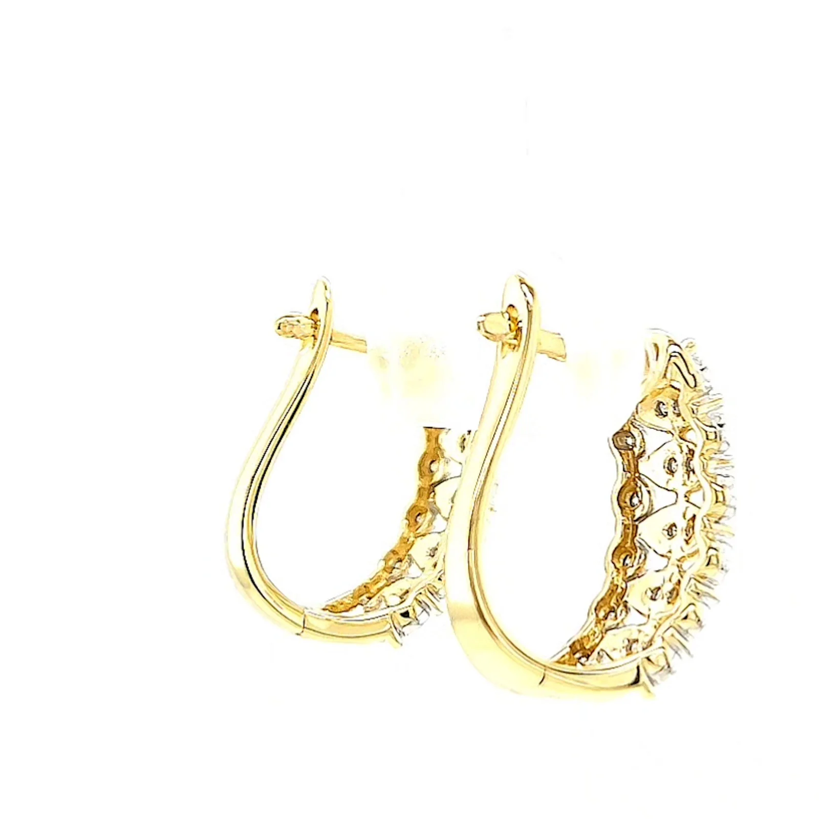 9ct Yellow Gold Round Brilliant Cut 1/4 CARAT tw of Diamonds Huggies Earrings - Image 51