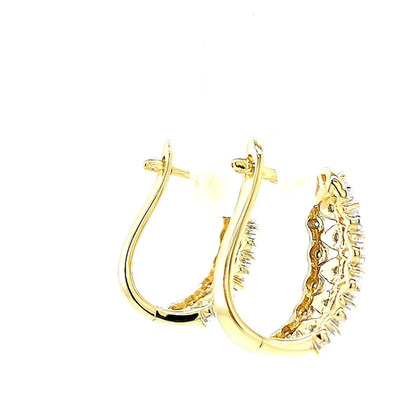 9ct Yellow Gold Round Brilliant Cut 1/4 CARAT tw of Diamonds Huggies Earrings - Image 52