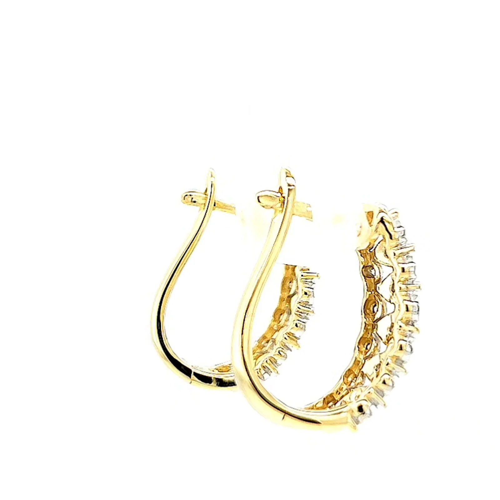9ct Yellow Gold Round Brilliant Cut 1/4 CARAT tw of Diamonds Huggies Earrings - Image 54