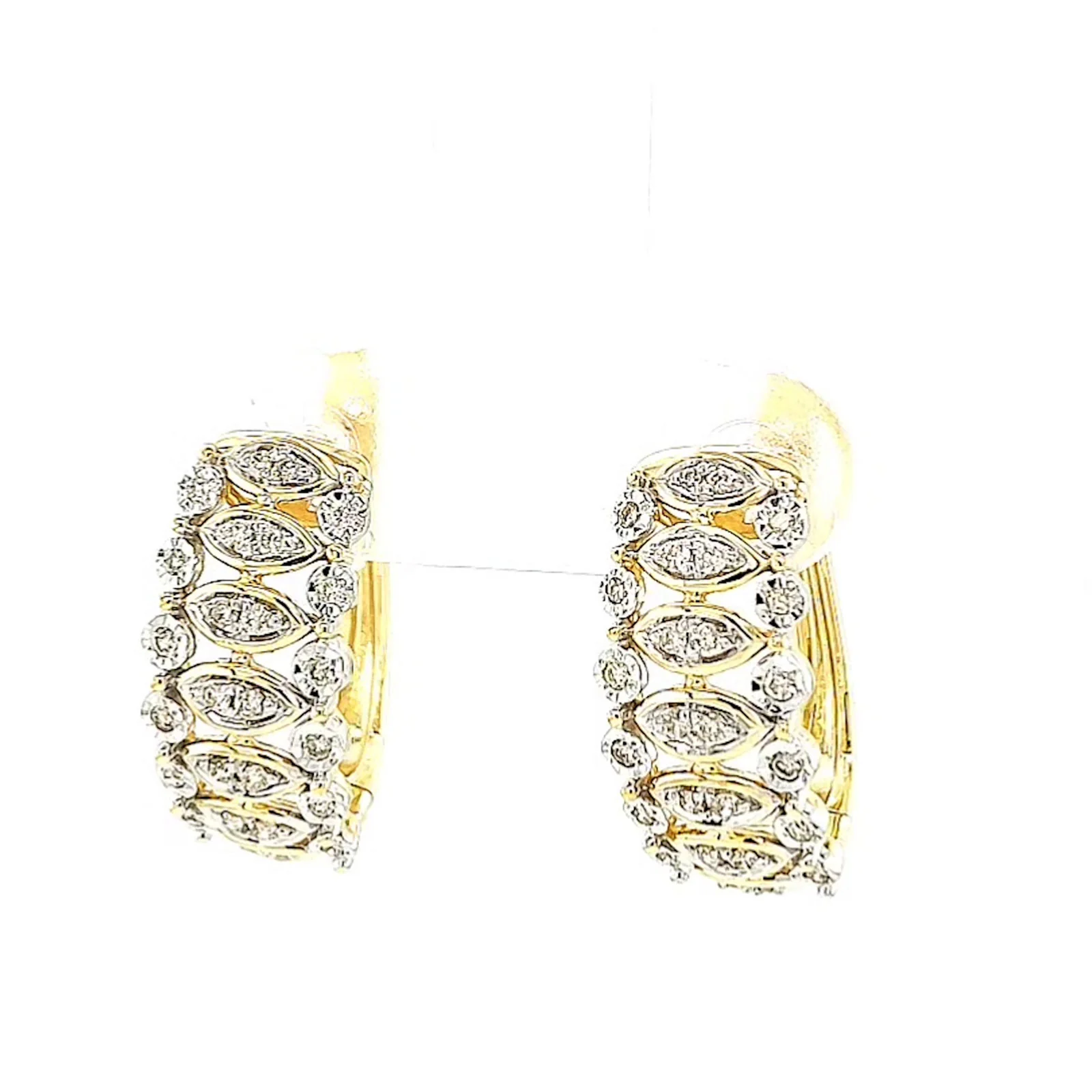 9ct Yellow Gold Round Brilliant Cut 1/4 CARAT tw of Diamonds Huggies Earrings - Image 6