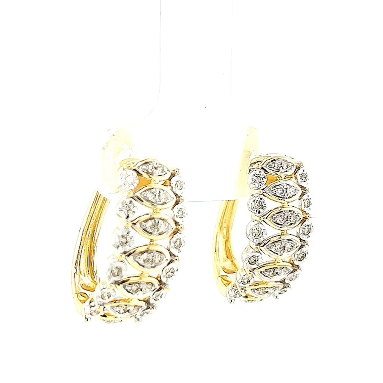 9ct Yellow Gold Round Brilliant Cut 1/4 CARAT tw of Diamonds Huggies Earrings - Image 69
