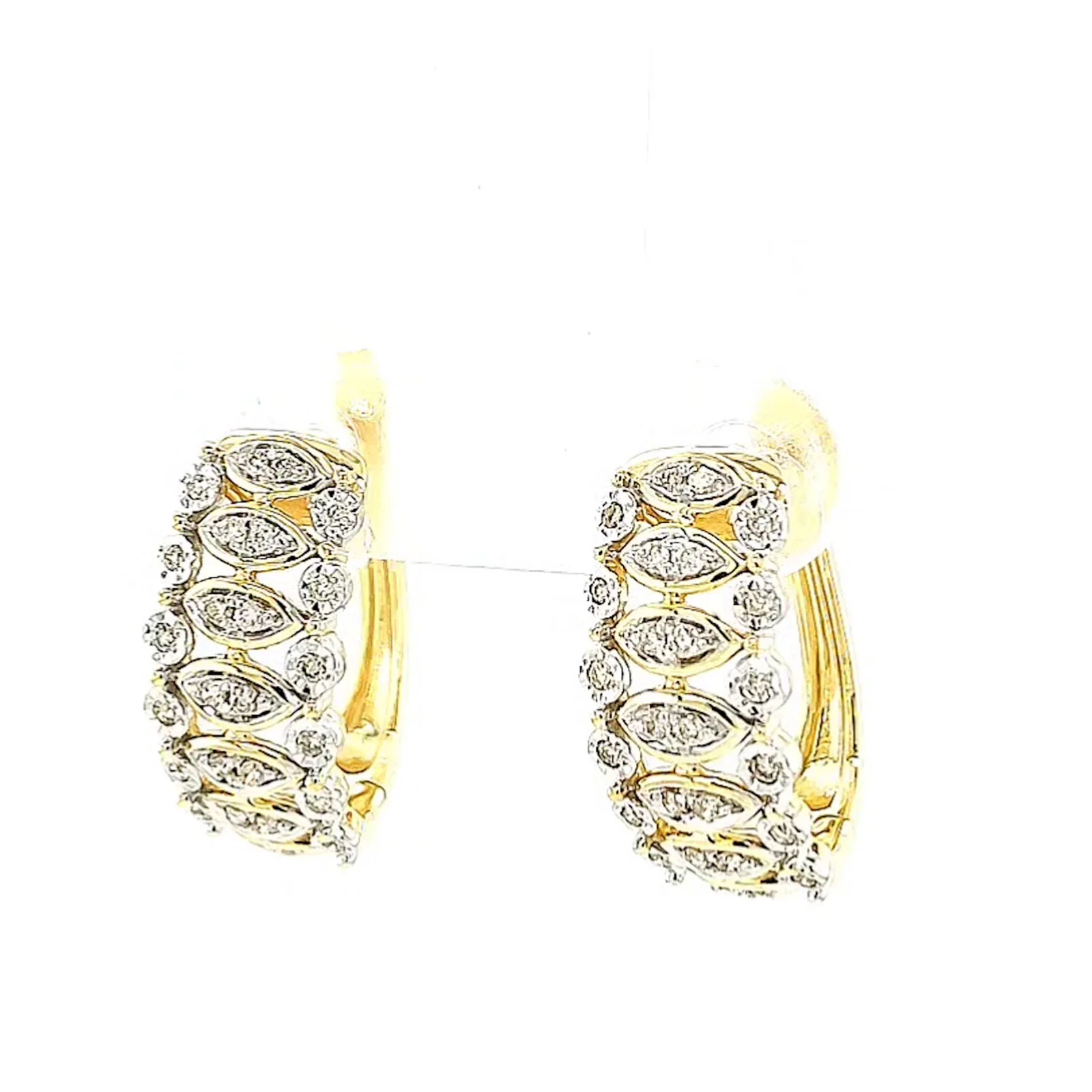 9ct Yellow Gold Round Brilliant Cut 1/4 CARAT tw of Diamonds Huggies Earrings - Image 7