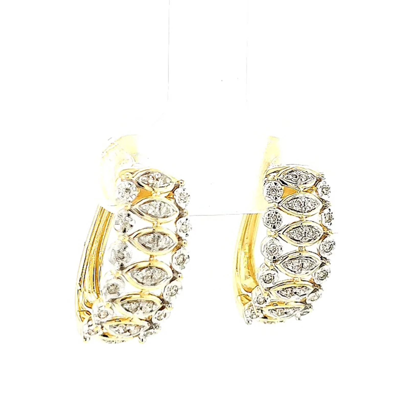 9ct Yellow Gold Round Brilliant Cut 1/4 CARAT tw of Diamonds Huggies Earrings - Image 70