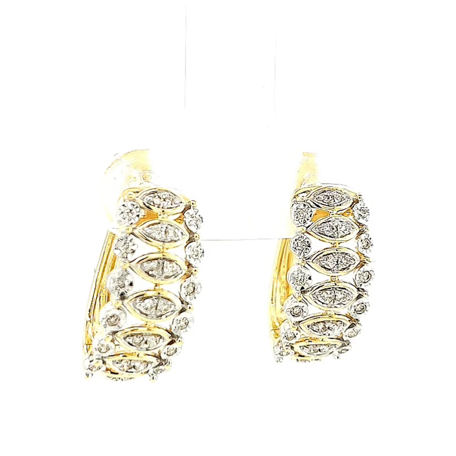 9ct Yellow Gold Round Brilliant Cut 1/4 CARAT tw of Diamonds Huggies Earrings - Image 71