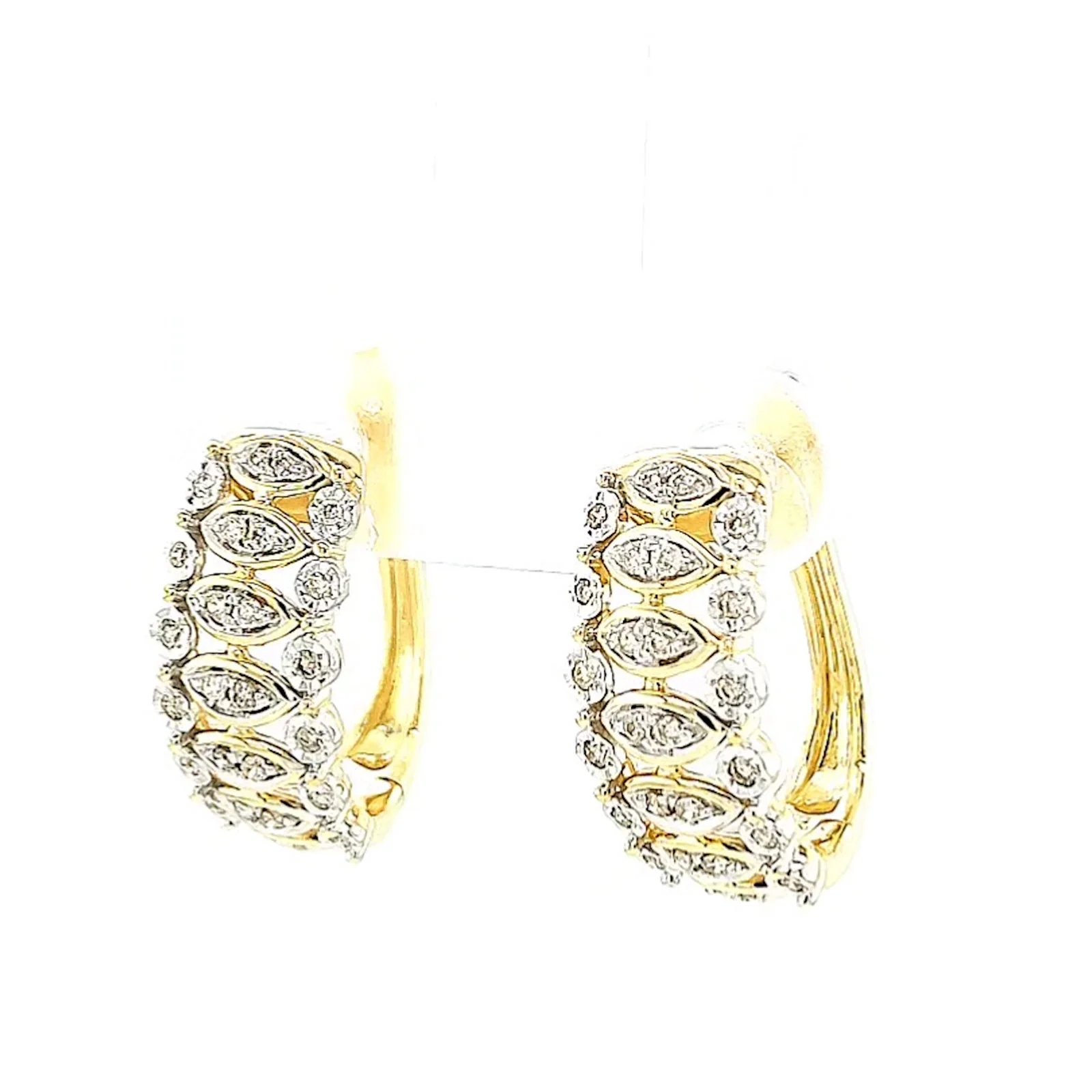 9ct Yellow Gold Round Brilliant Cut 1/4 CARAT tw of Diamonds Huggies Earrings - Image 8