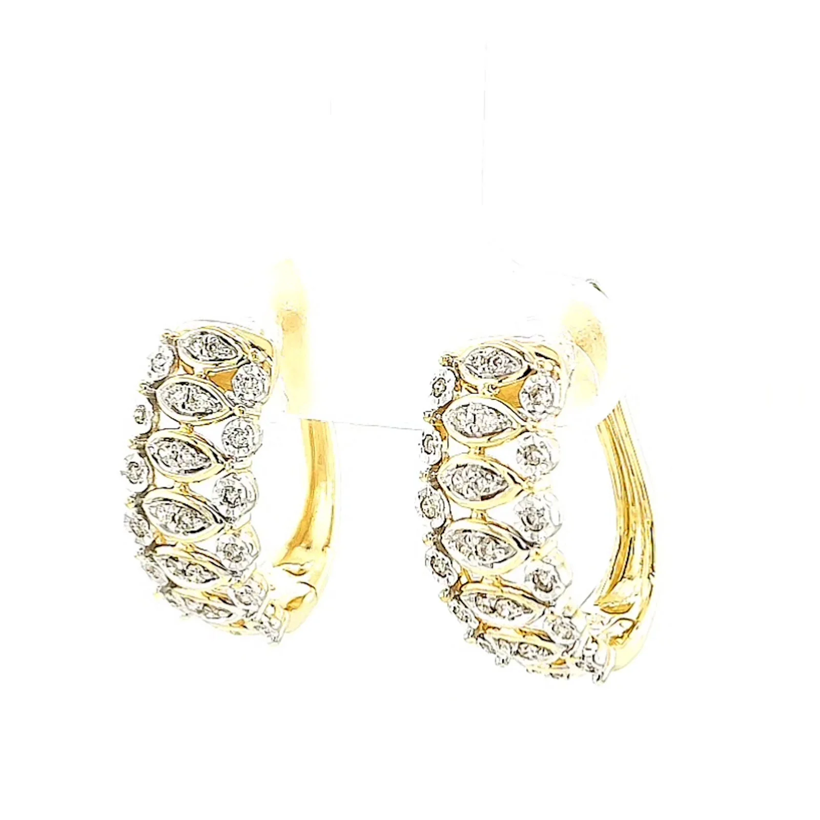 9ct Yellow Gold Round Brilliant Cut 1/4 CARAT tw of Diamonds Huggies Earrings - Image 9