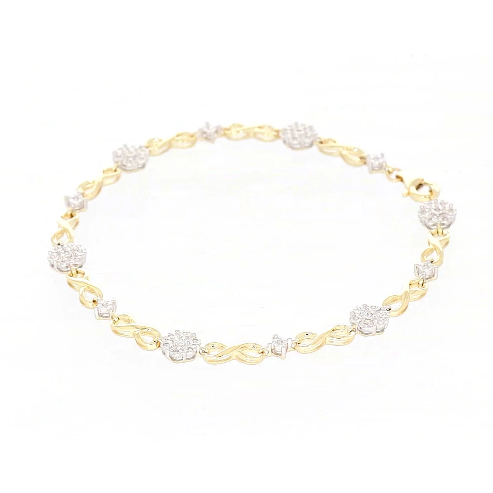 9ct Yellow Gold Round Brilliant Cut 0.15 Carat tw of Diamonds Bracelet - Image 11