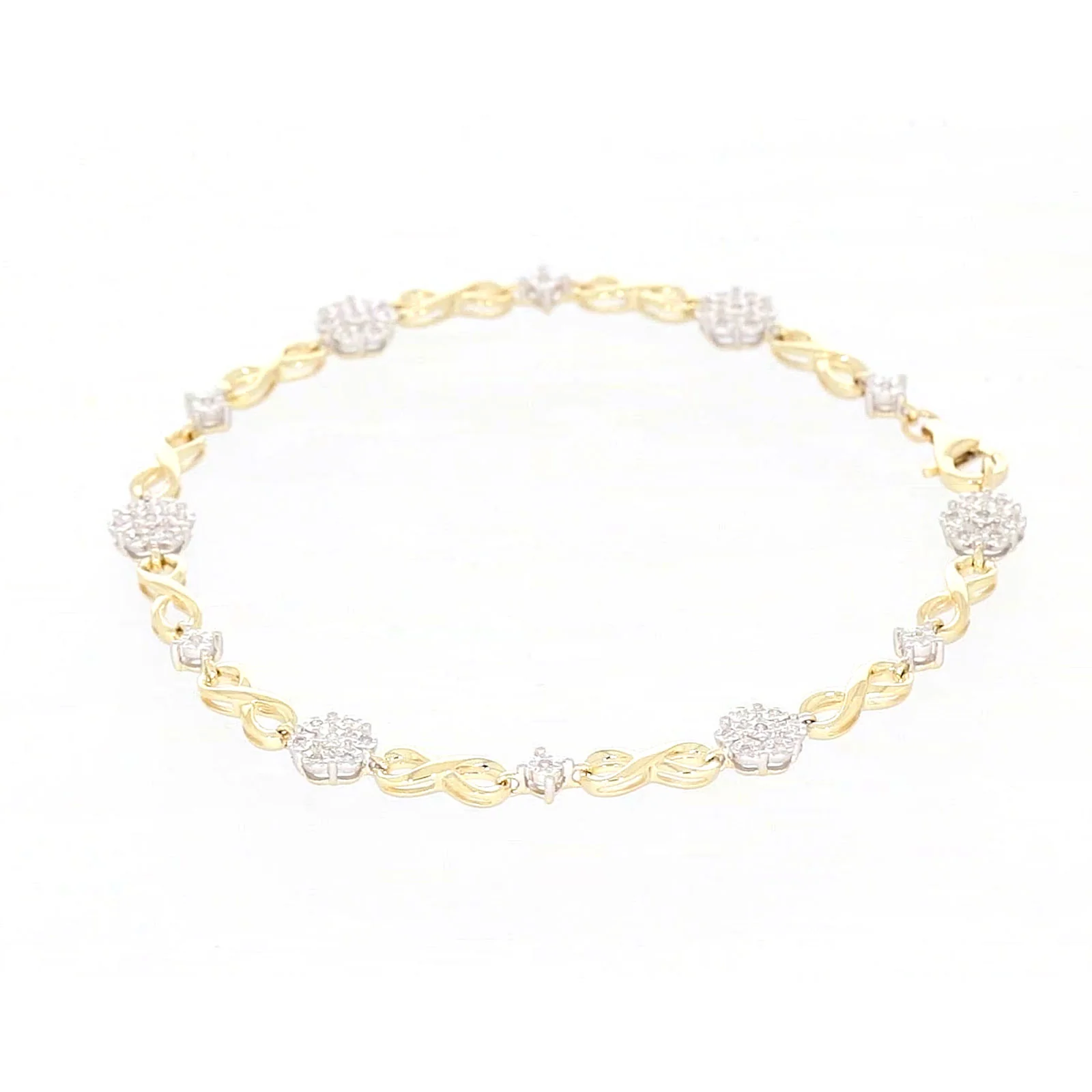9ct Yellow Gold Round Brilliant Cut 0.15 Carat tw of Diamonds Bracelet - Image 13