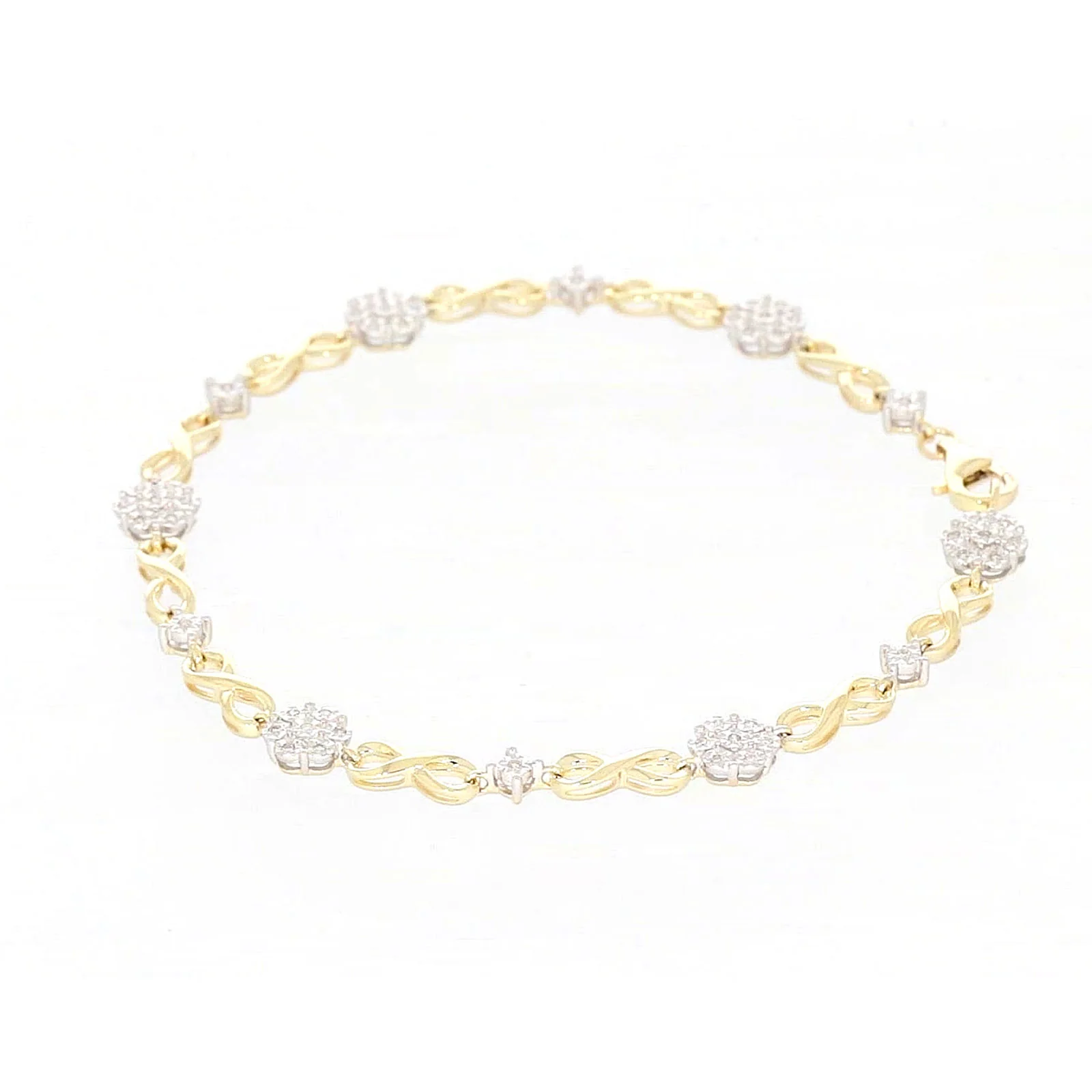 9ct Yellow Gold Round Brilliant Cut 0.15 Carat tw of Diamonds Bracelet - Image 14