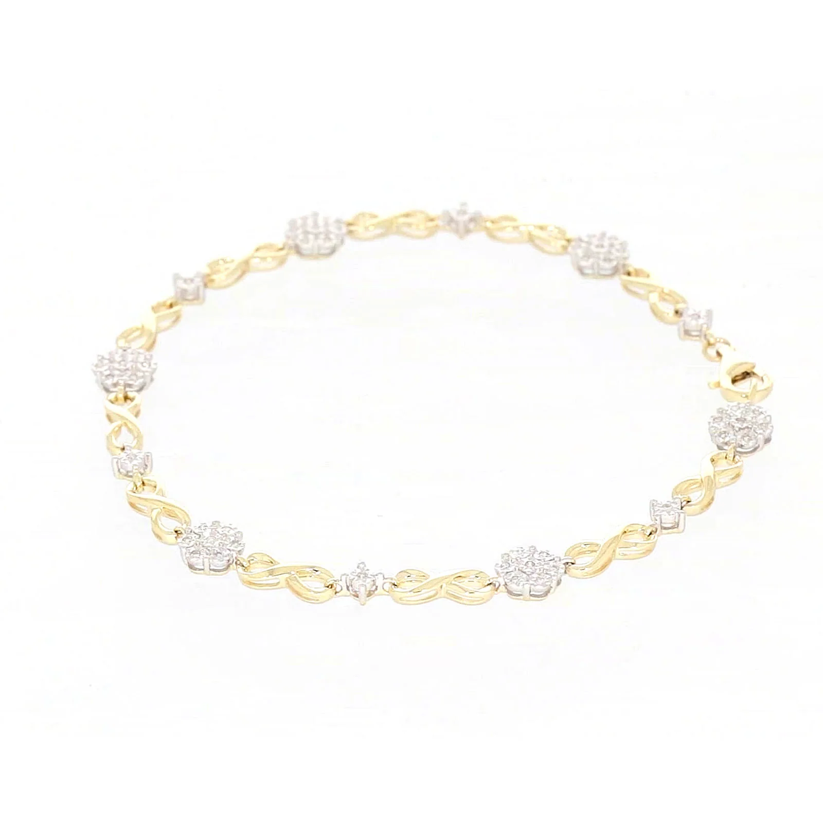 9ct Yellow Gold Round Brilliant Cut 0.15 Carat tw of Diamonds Bracelet - Image 15