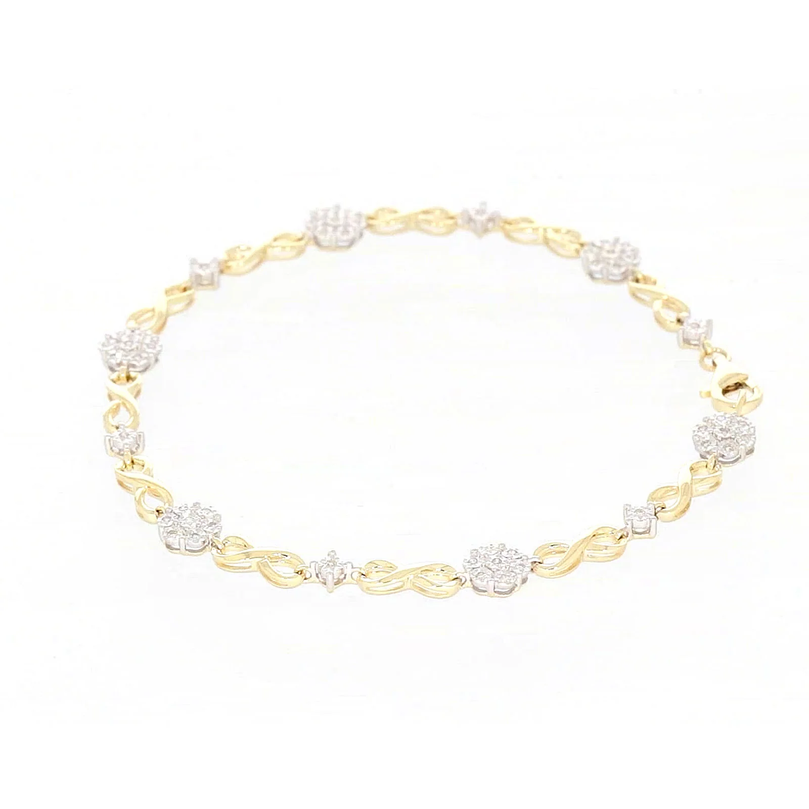 9ct Yellow Gold Round Brilliant Cut 0.15 Carat tw of Diamonds Bracelet - Image 16