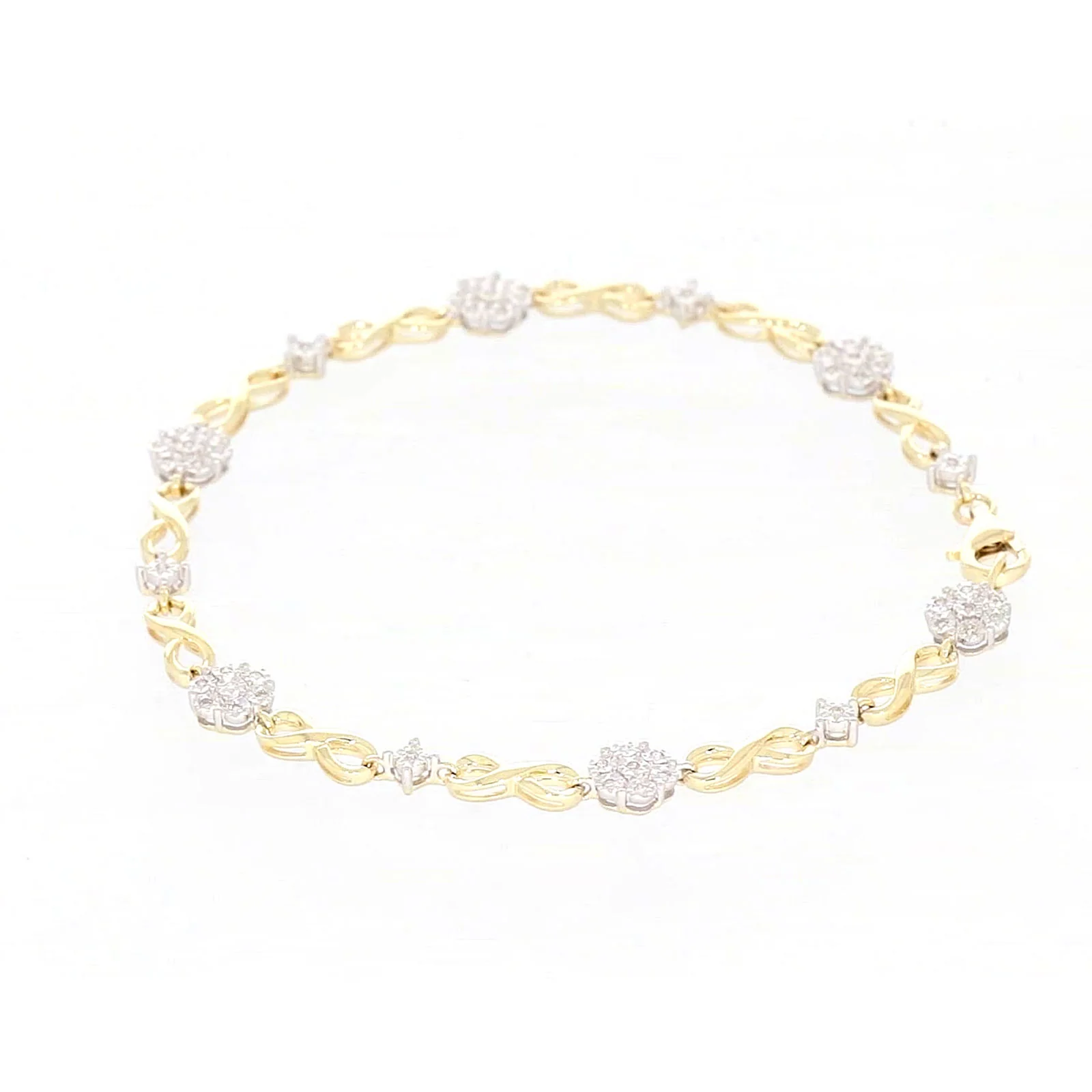 9ct Yellow Gold Round Brilliant Cut 0.15 Carat tw of Diamonds Bracelet - Image 17