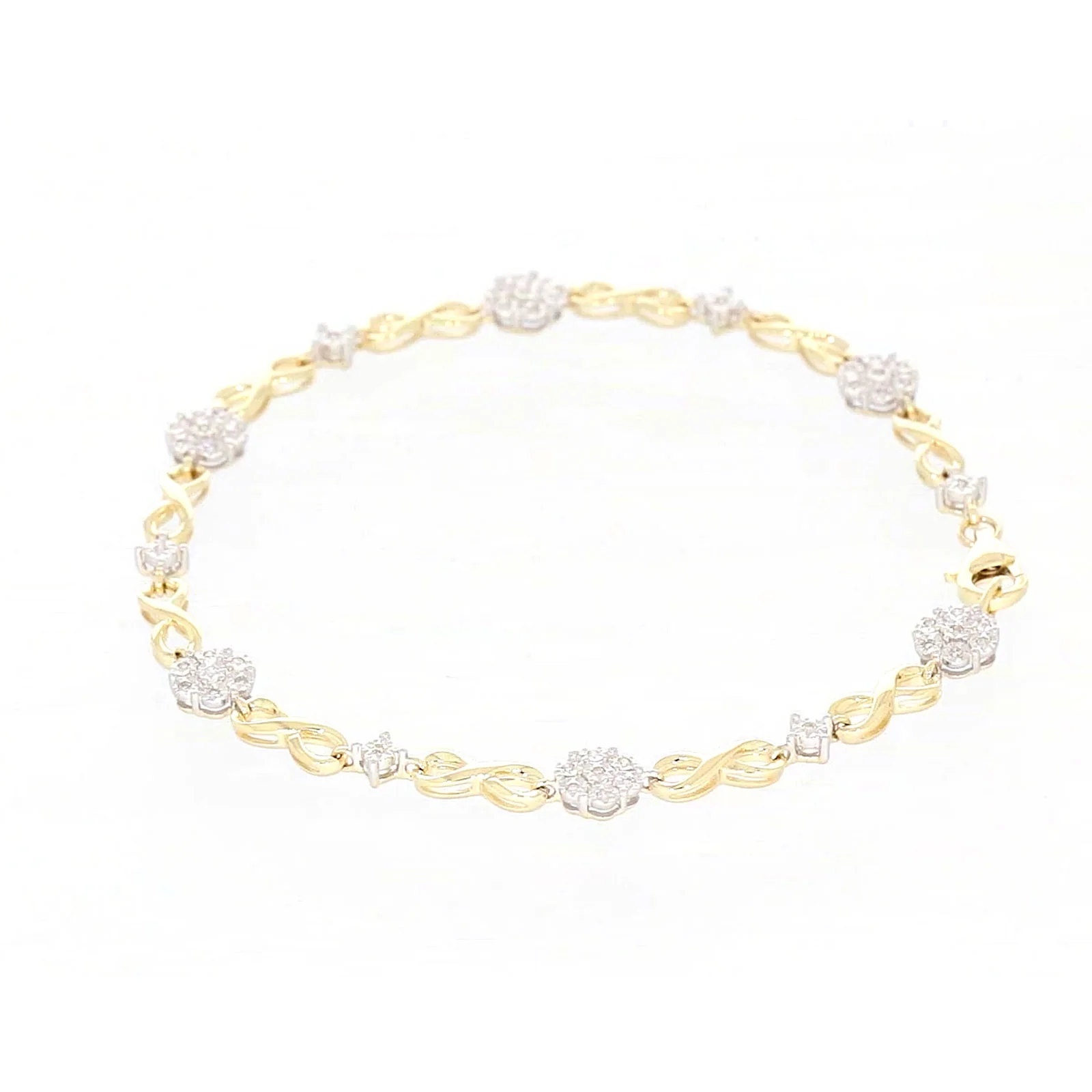 9ct Yellow Gold Round Brilliant Cut 0.15 Carat tw of Diamonds Bracelet - Image 18
