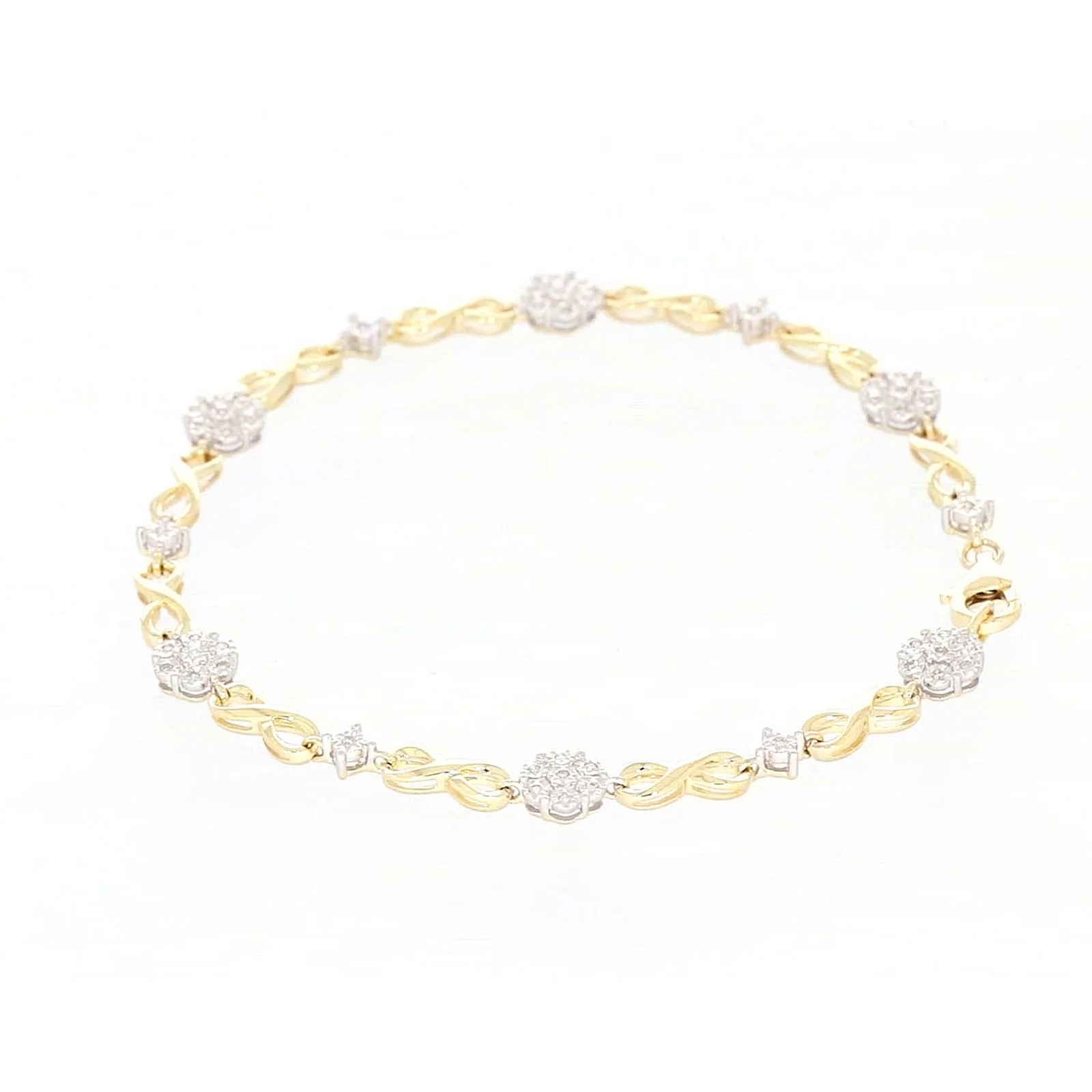 9ct Yellow Gold Round Brilliant Cut 0.15 Carat tw of Diamonds Bracelet - Image 19