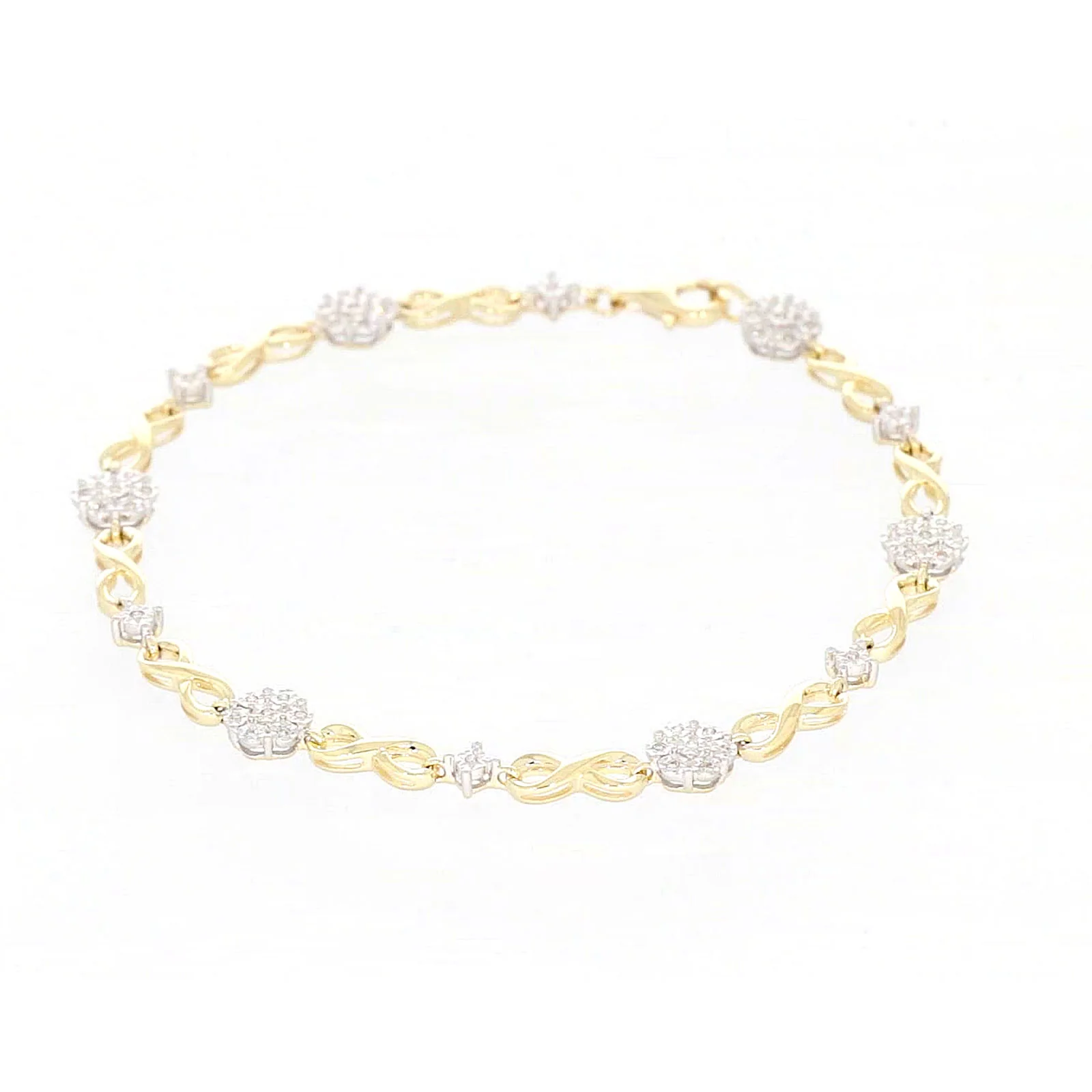 9ct Yellow Gold Round Brilliant Cut 0.15 Carat tw of Diamonds Bracelet - Image 2