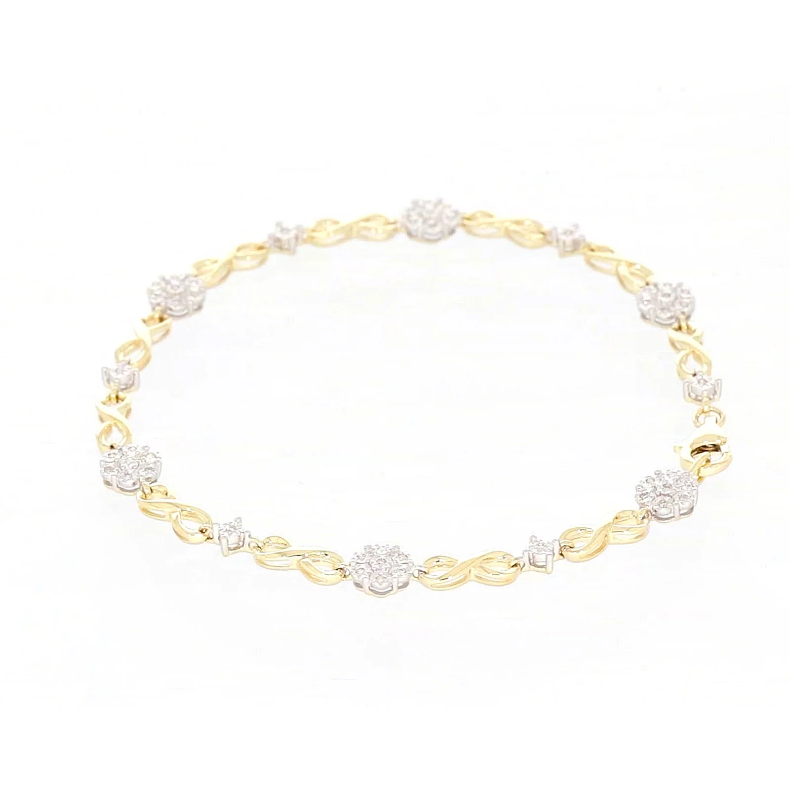 9ct Yellow Gold Round Brilliant Cut 0.15 Carat tw of Diamonds Bracelet - Image 20