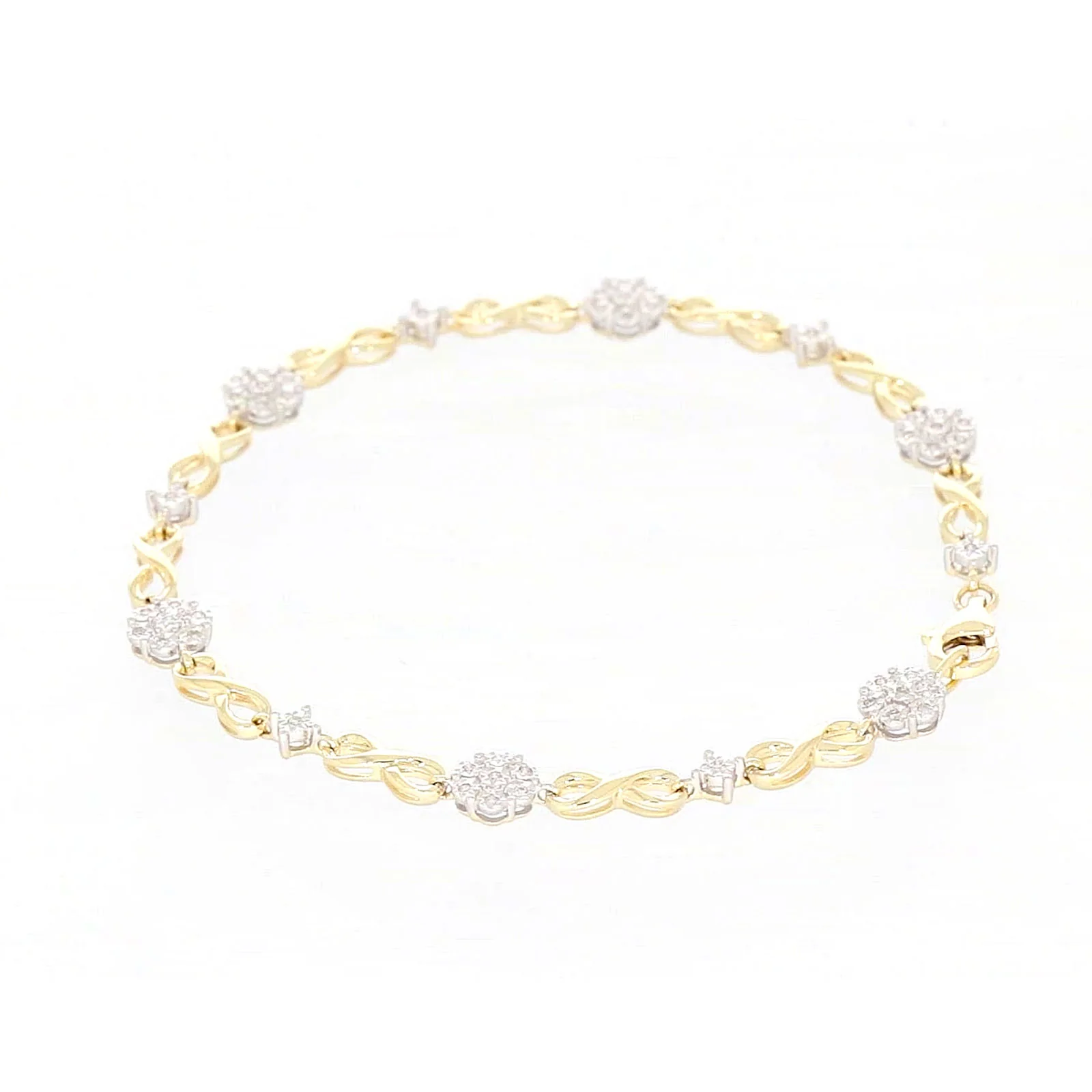 9ct Yellow Gold Round Brilliant Cut 0.15 Carat tw of Diamonds Bracelet - Image 21