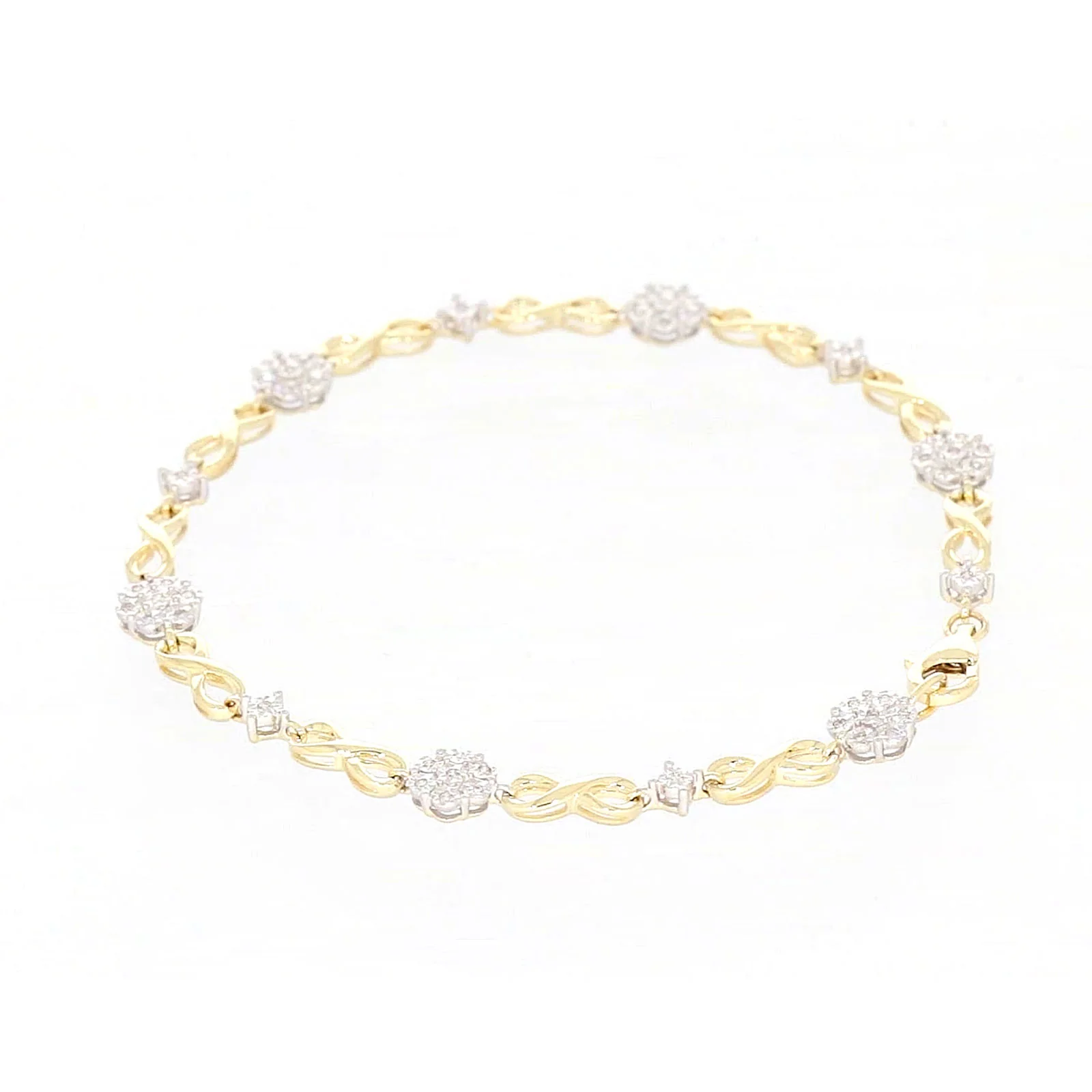 9ct Yellow Gold Round Brilliant Cut 0.15 Carat tw of Diamonds Bracelet - Image 22