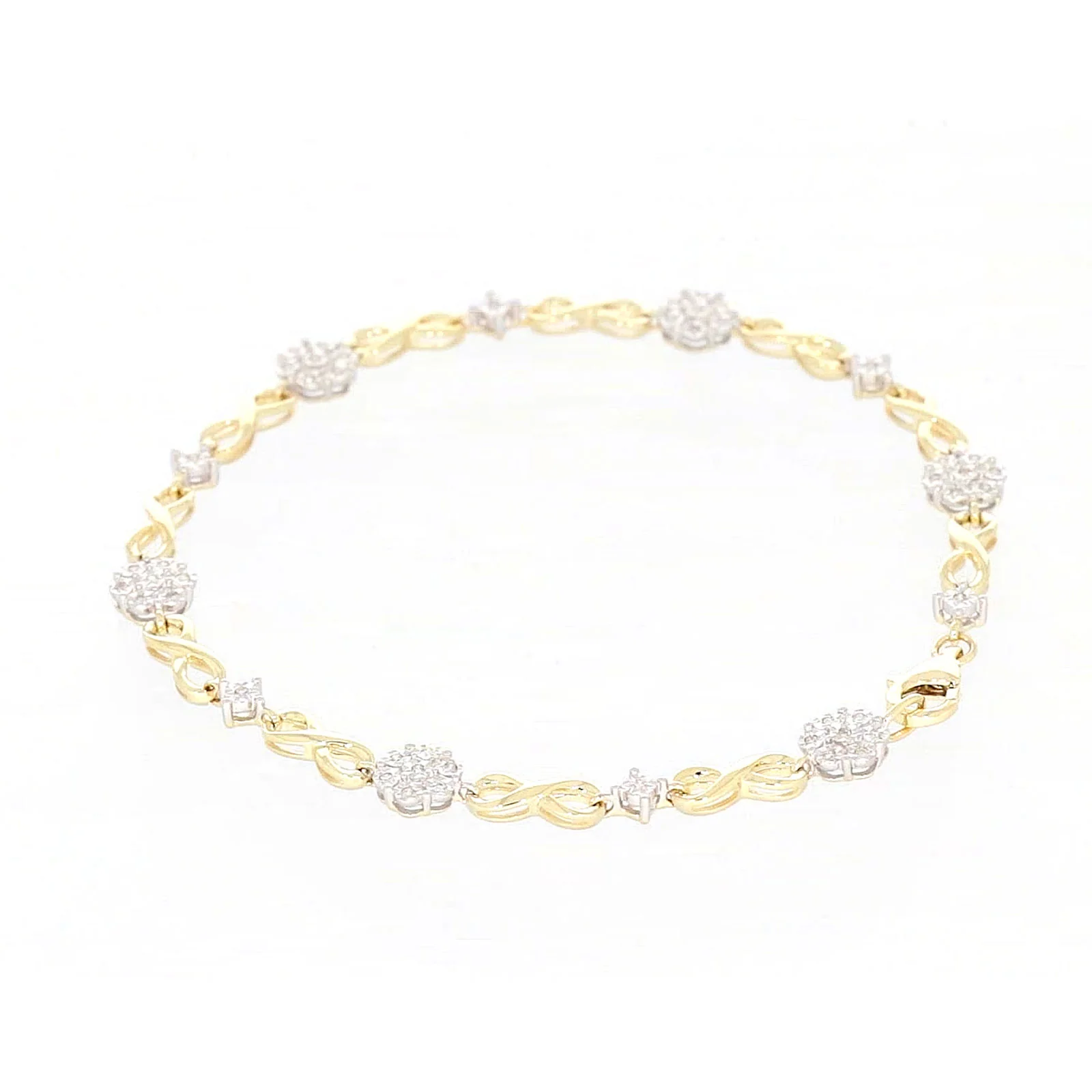 9ct Yellow Gold Round Brilliant Cut 0.15 Carat tw of Diamonds Bracelet - Image 23